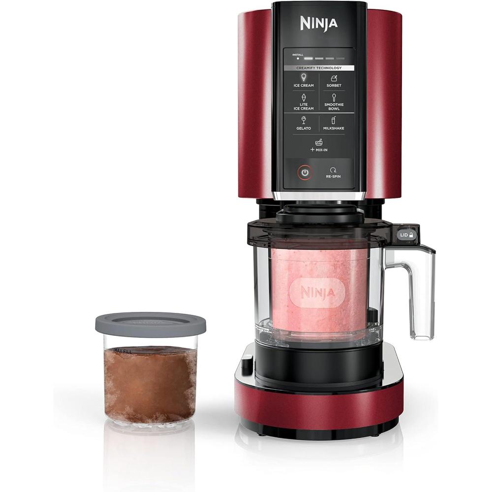 imageNinja NC301 CREAMi Ice Cream Maker for Gelato Mixins Milkshakes Sorbet Smoothie Bowls amp More 7 OneTouch Programs with 2 Pint Containers amp Lids Compact Size Perfect for Kids BlueRed