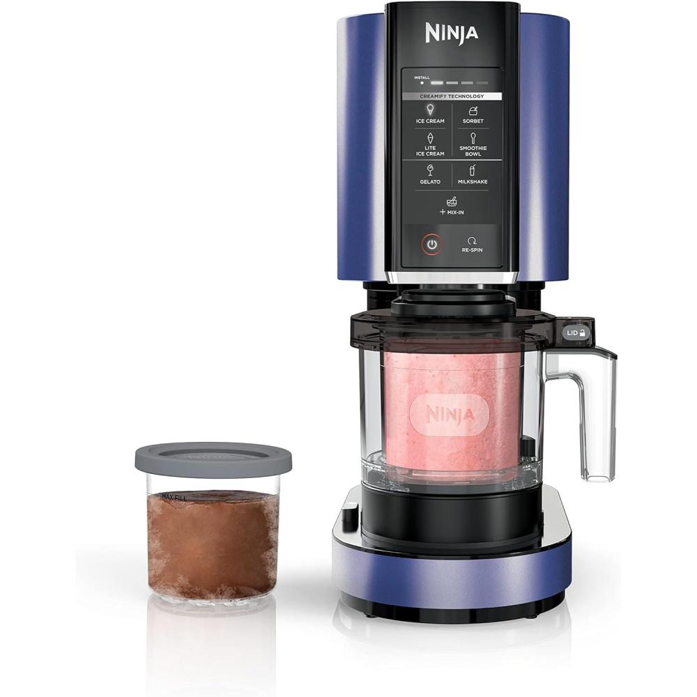 imageNinja NC301 CREAMi Ice Cream Maker for Gelato Mixins Milkshakes Sorbet Smoothie Bowls amp More 7 OneTouch Programs with 2 Pint Containers amp Lids Compact Size Perfect for Kids BlueBlue