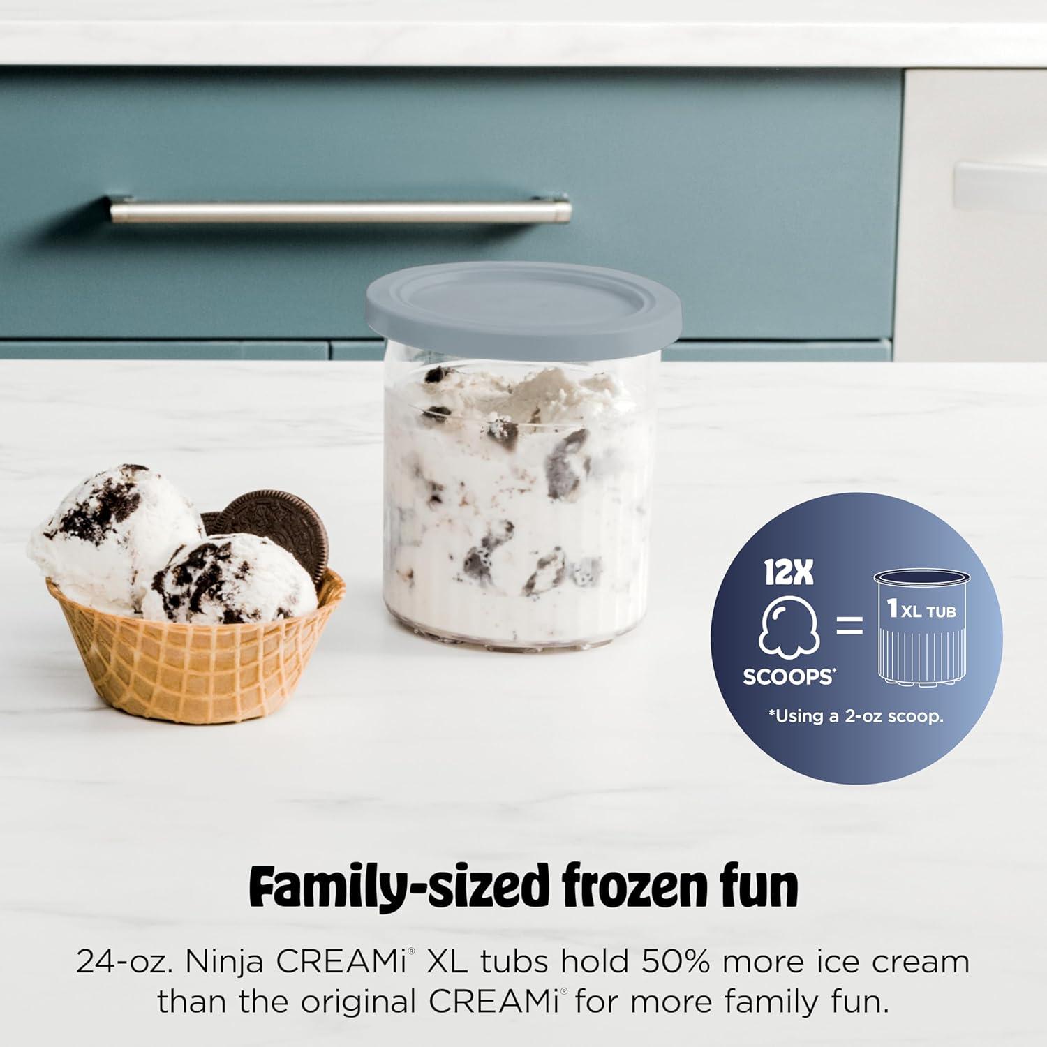imageNinja CREAMi Deluxe Ice Cream Maker Treats and Frozen Desserts Sorbet Milkshakes Yogurt and More 11in1 Programs XL Capacity Includes Two 24oz FamilySize Tubs Silver NC501CREAMi Deluxe
