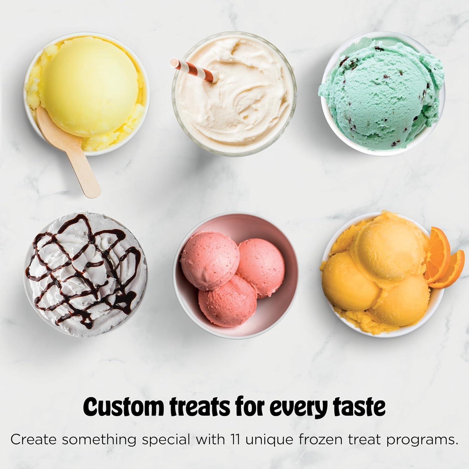 imageNinja CREAMi Deluxe Ice Cream Maker Treats and Frozen Desserts Sorbet Milkshakes Yogurt and More 11in1 Programs XL Capacity Includes Two 24oz FamilySize Tubs Silver NC501CREAMi Deluxe
