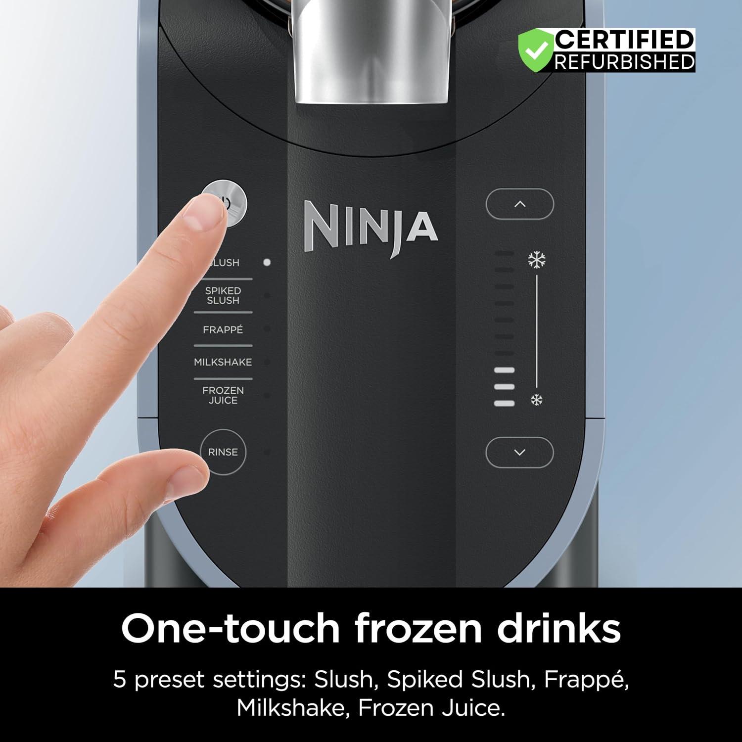 imageNinja FS301 SLUSHi 88 oz Frozen Drink amp Slushie Machine Renewed Bundle with Deco Essentials Collapsable Water Bottle BPA Free 24oz GrayStainless and 1 YR CPS Enhanced Protection Pack88 oz 5 Presets Deco Gear Bottle