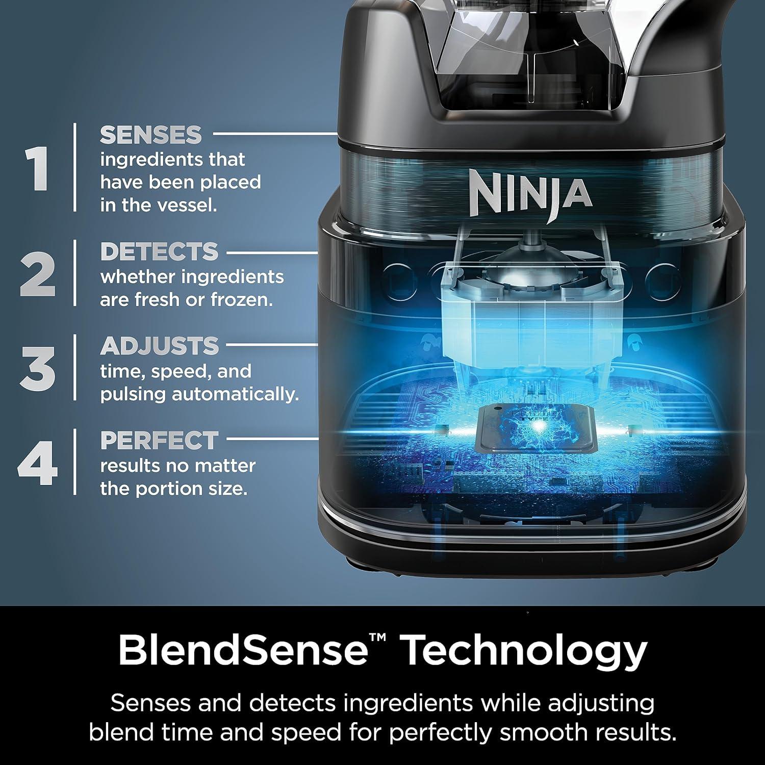 imageNinja Kitchen System AllinOne Food Processor amp Blender With 8Cup Bowl amp 1 24 oz ToGo Cup For Smoothies Cookie Dough Salsas Cole Slaw amp More 1800 Watt Black TB401Blender 2 24oz Cups