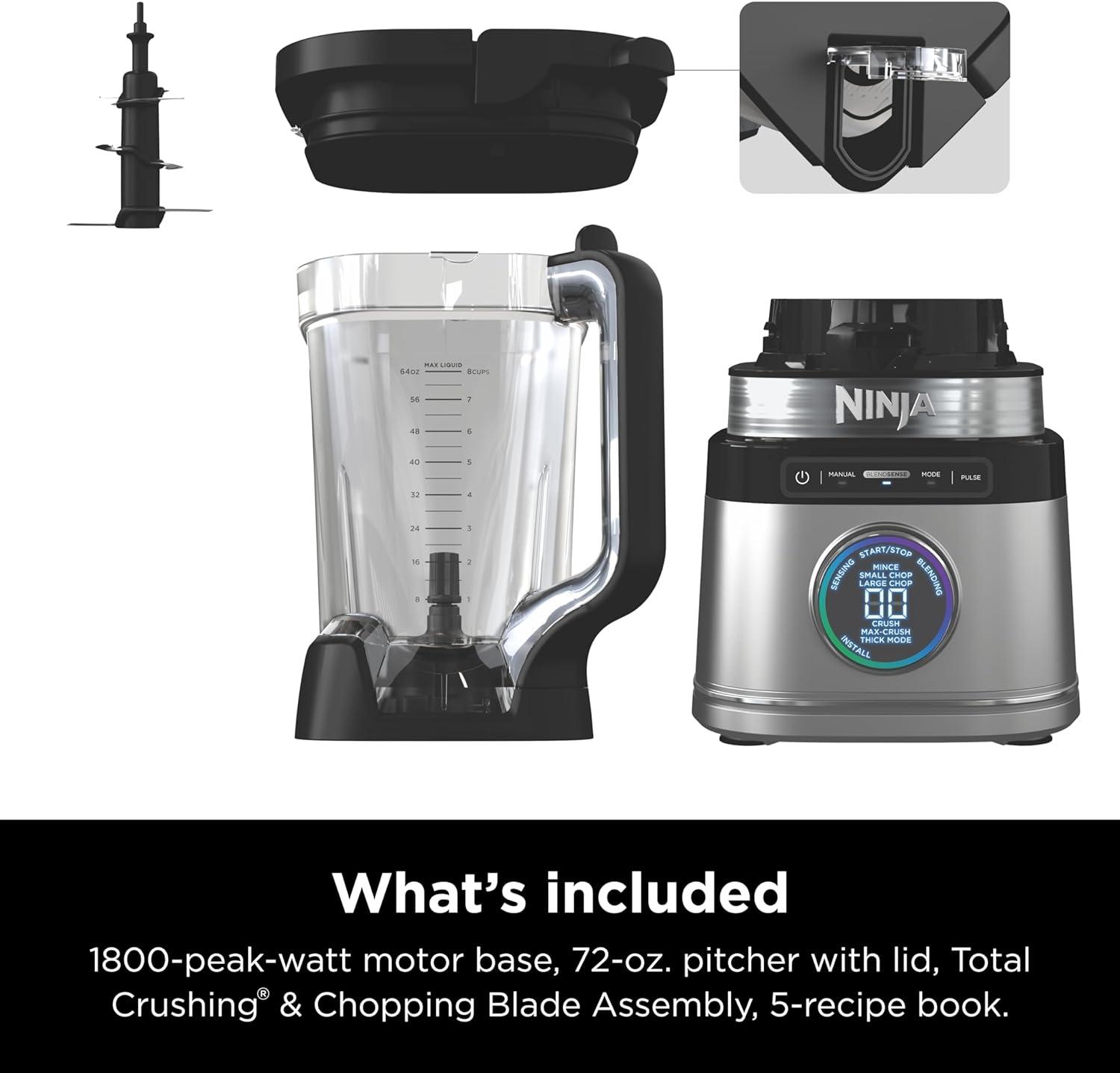 imageNinja Kitchen System AllinOne Food Processor amp Blender With 8Cup Bowl amp 1 24 oz ToGo Cup For Smoothies Cookie Dough Salsas Cole Slaw amp More 1800 Watt Black TB401Power Blender