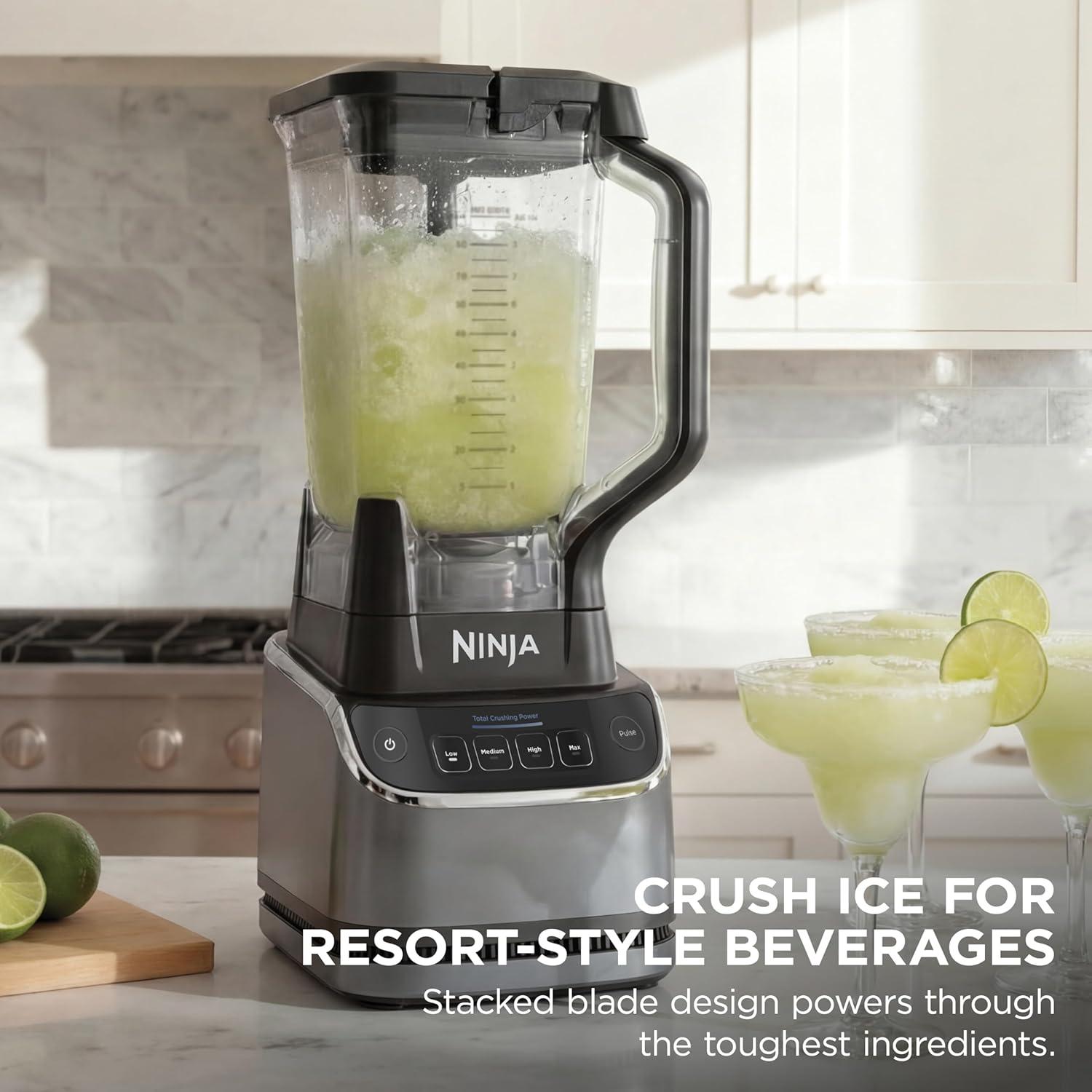 imageNinja Kitchen System AllinOne Food Processor amp Blender With 8Cup Bowl amp 1 24 oz ToGo Cup For Smoothies Cookie Dough Salsas Cole Slaw amp More 1800 Watt Black TB401Blender Bowl 1 18oz Cup
