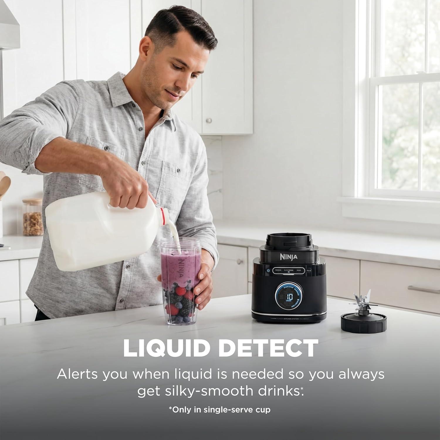 imageNinja Kitchen System AllinOne Food Processor amp Blender With 8Cup Bowl amp 1 24 oz ToGo Cup For Smoothies Cookie Dough Salsas Cole Slaw amp More 1800 Watt Black TB401Blender Bowl 1 24oz Cup