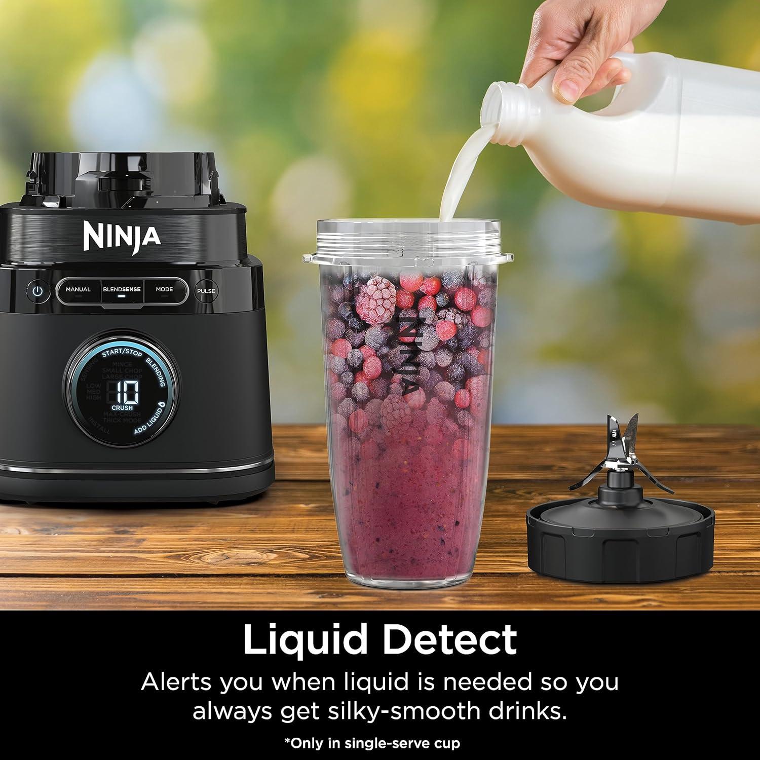 imageNinja Kitchen System AllinOne Food Processor amp Blender With 8Cup Bowl amp 1 24 oz ToGo Cup For Smoothies Cookie Dough Salsas Cole Slaw amp More 1800 Watt Black TB401Blender 2 24oz Cups