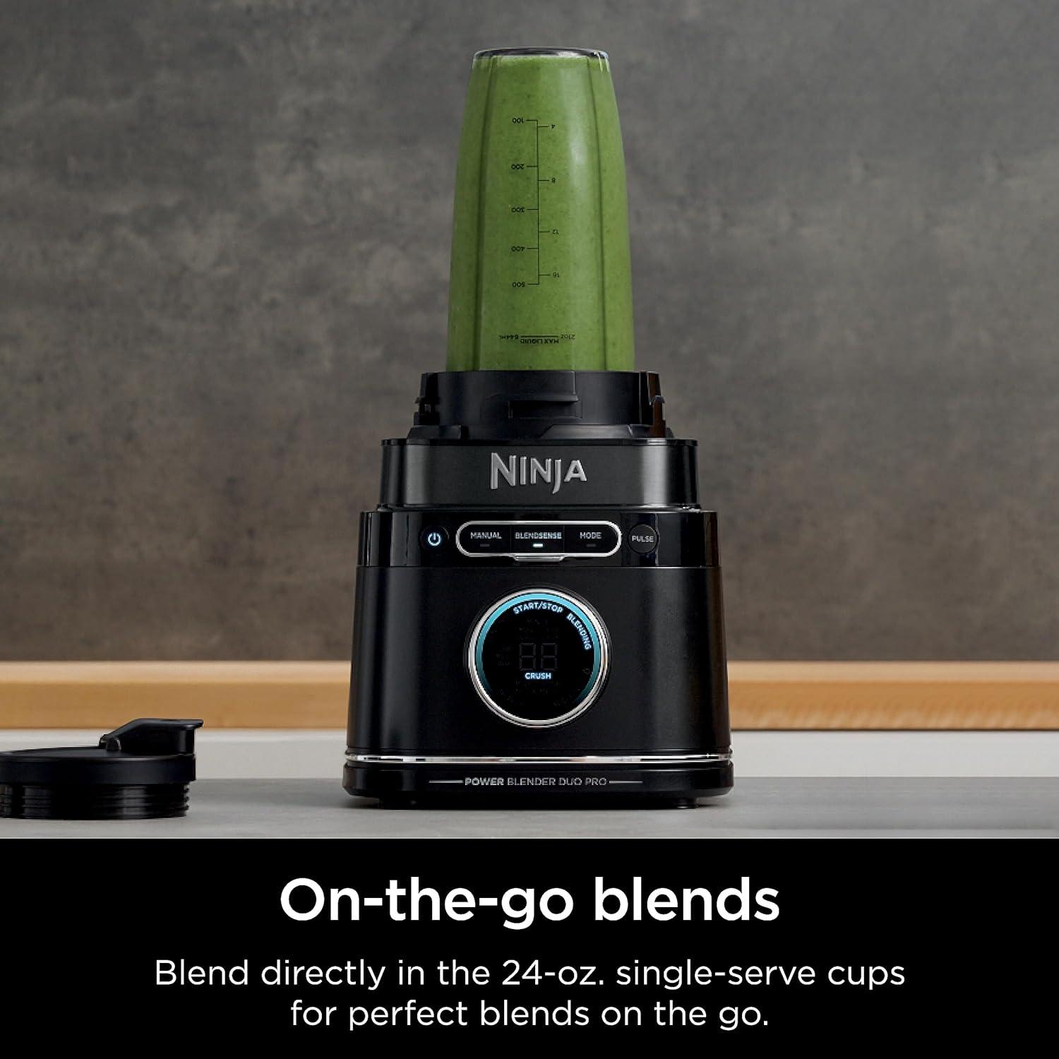 imageNinja Kitchen System AllinOne Food Processor amp Blender With 8Cup Bowl amp 1 24 oz ToGo Cup For Smoothies Cookie Dough Salsas Cole Slaw amp More 1800 Watt Black TB401Blender 2 24oz Cups