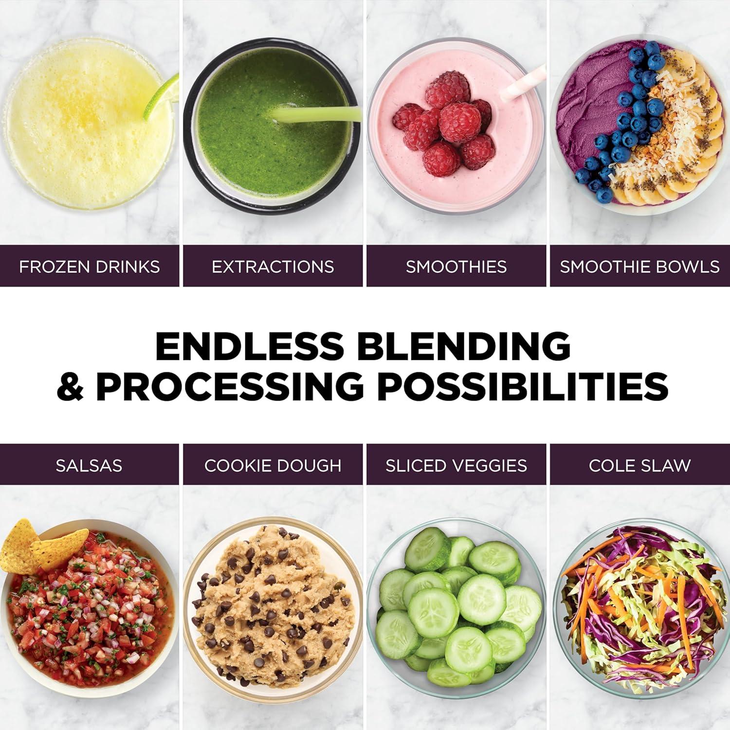 imageNinja Kitchen System AllinOne Food Processor amp Blender With 8Cup Bowl amp 1 24 oz ToGo Cup For Smoothies Cookie Dough Salsas Cole Slaw amp More 1800 Watt Black TB401Blender Bowl 1 24oz Cup