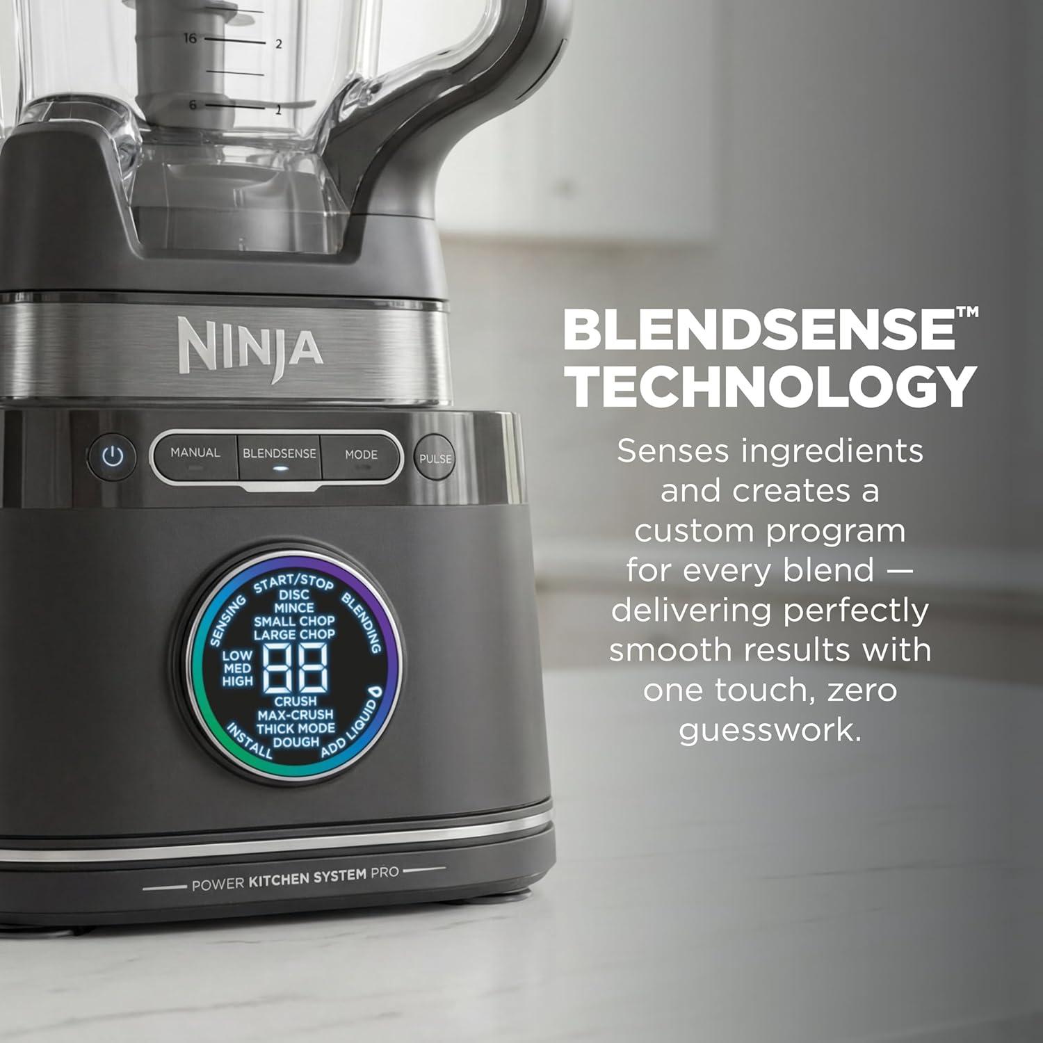 imageNinja Kitchen System AllinOne Food Processor amp Blender With 8Cup Bowl amp 1 24 oz ToGo Cup For Smoothies Cookie Dough Salsas Cole Slaw amp More 1800 Watt Black TB401Blender Bowl 1 24oz Cup