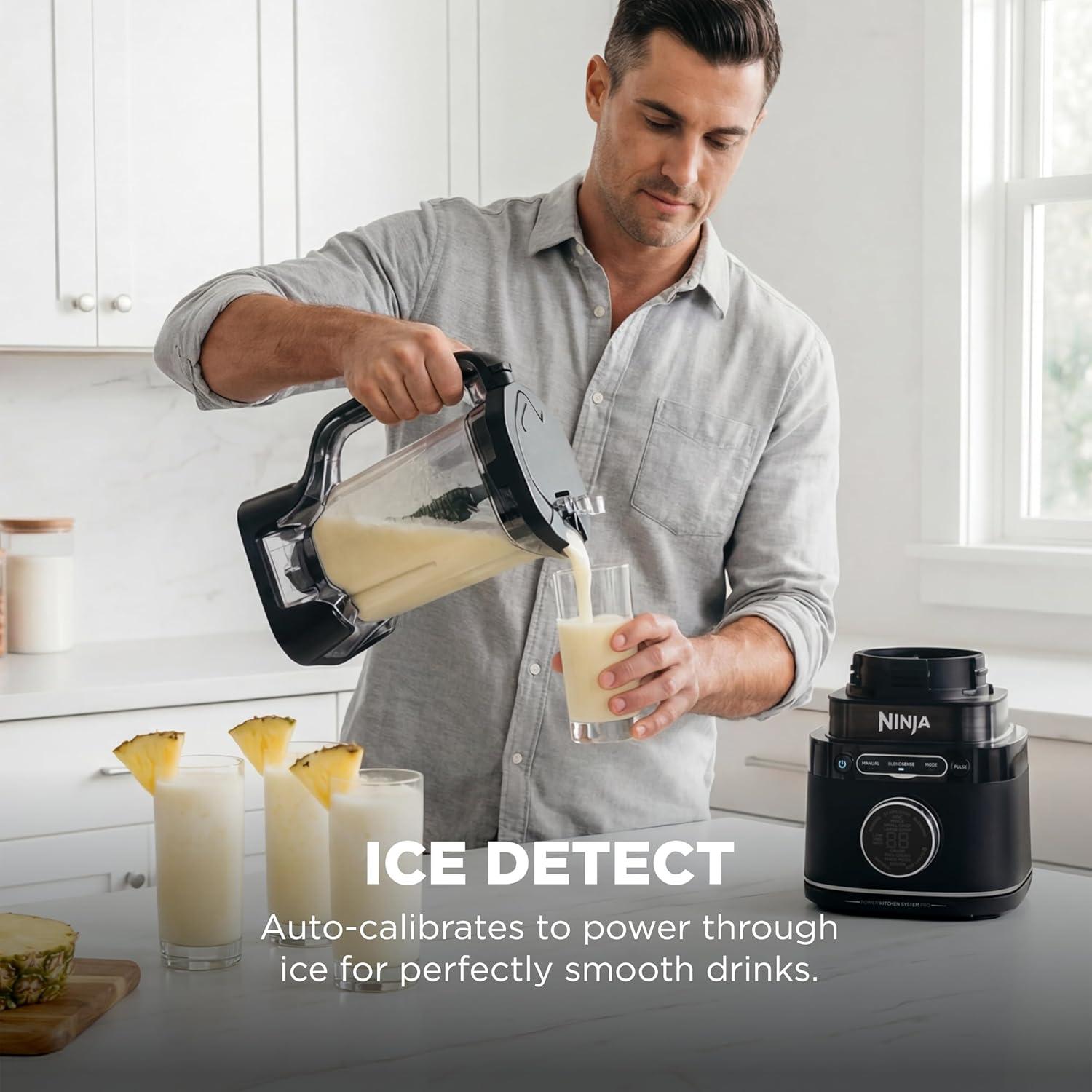 imageNinja Kitchen System AllinOne Food Processor amp Blender With 8Cup Bowl amp 1 24 oz ToGo Cup For Smoothies Cookie Dough Salsas Cole Slaw amp More 1800 Watt Black TB401Blender Bowl 1 24oz Cup