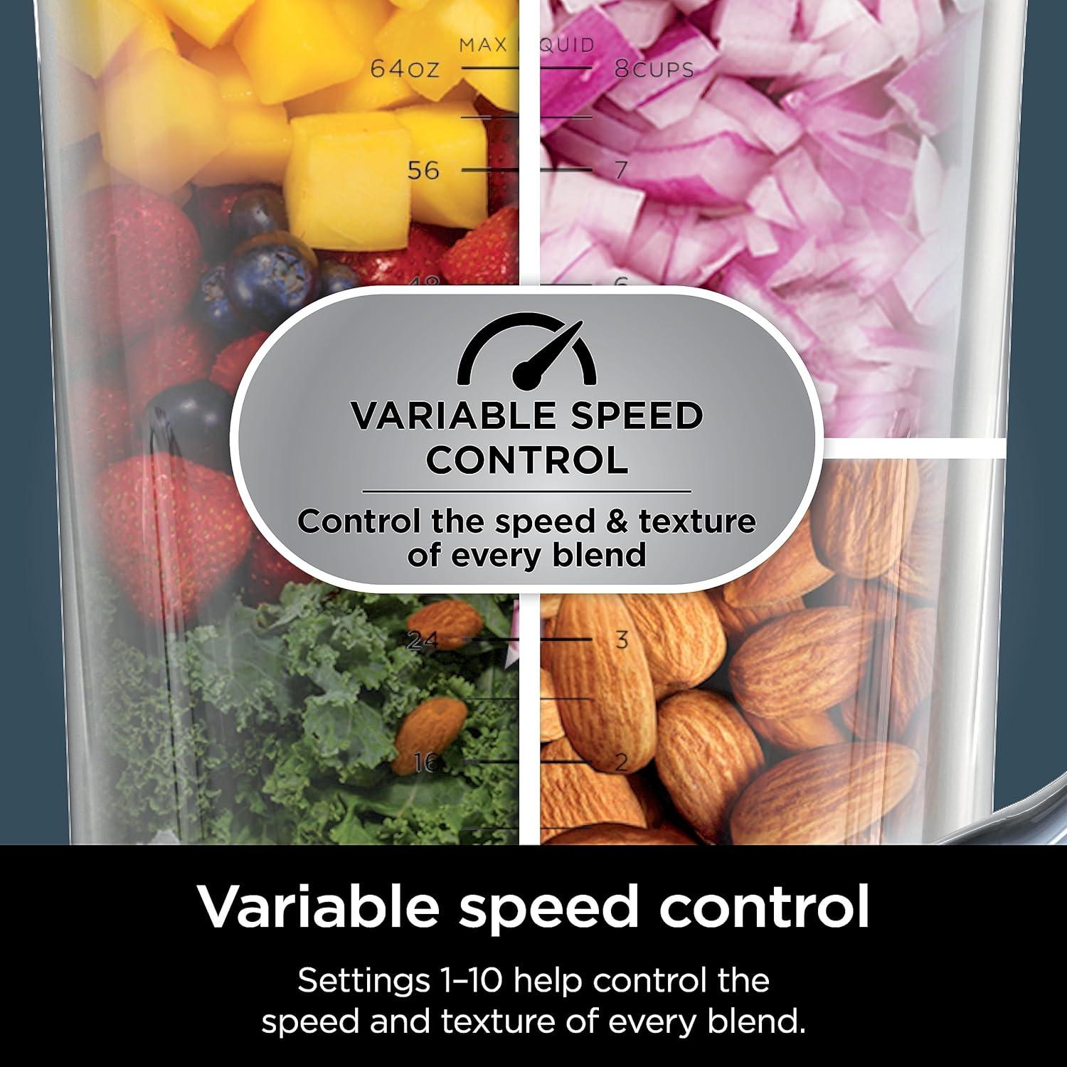 imageNinja Kitchen System AllinOne Food Processor amp Blender With 8Cup Bowl amp 1 24 oz ToGo Cup For Smoothies Cookie Dough Salsas Cole Slaw amp More 1800 Watt Black TB401Blender 2 24oz Cups