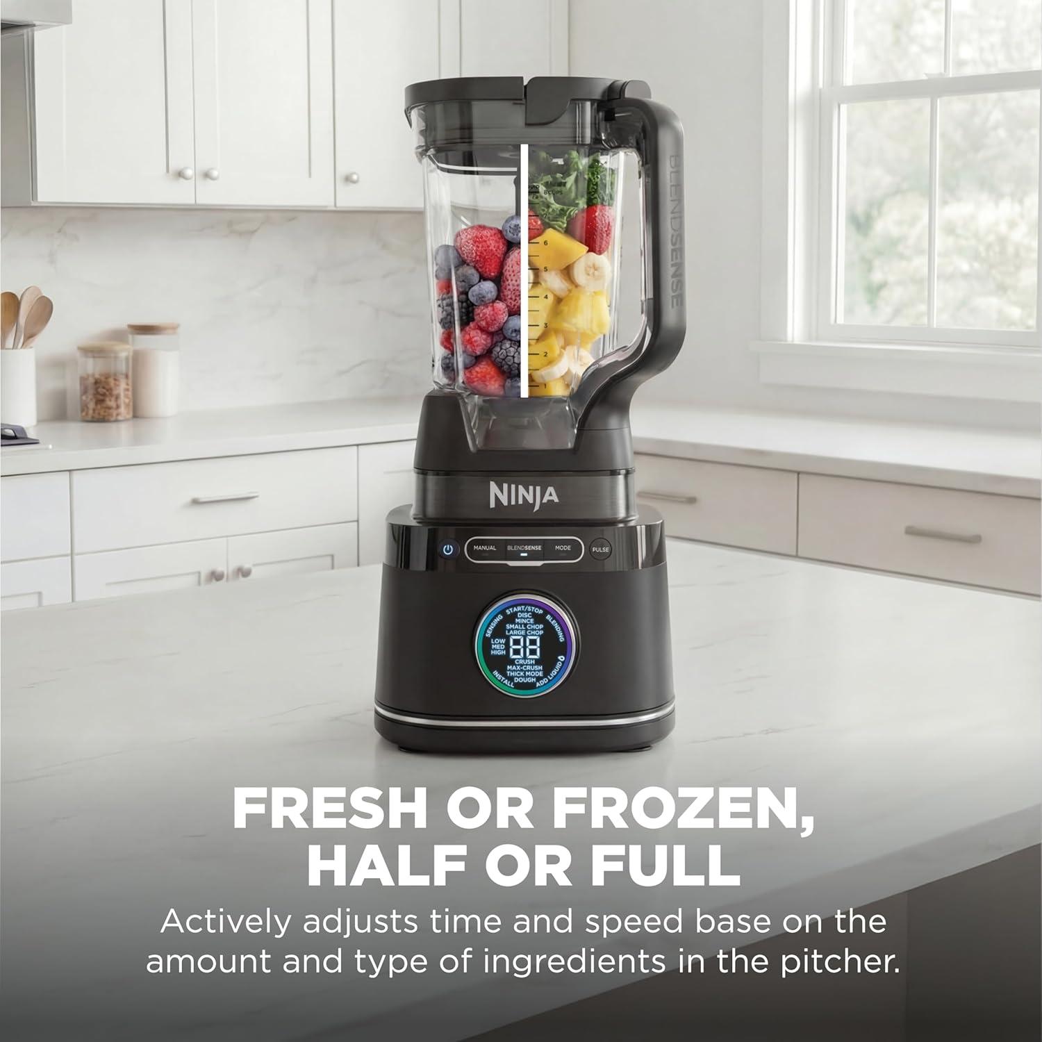 imageNinja Kitchen System AllinOne Food Processor amp Blender With 8Cup Bowl amp 1 24 oz ToGo Cup For Smoothies Cookie Dough Salsas Cole Slaw amp More 1800 Watt Black TB401Blender Bowl 1 24oz Cup
