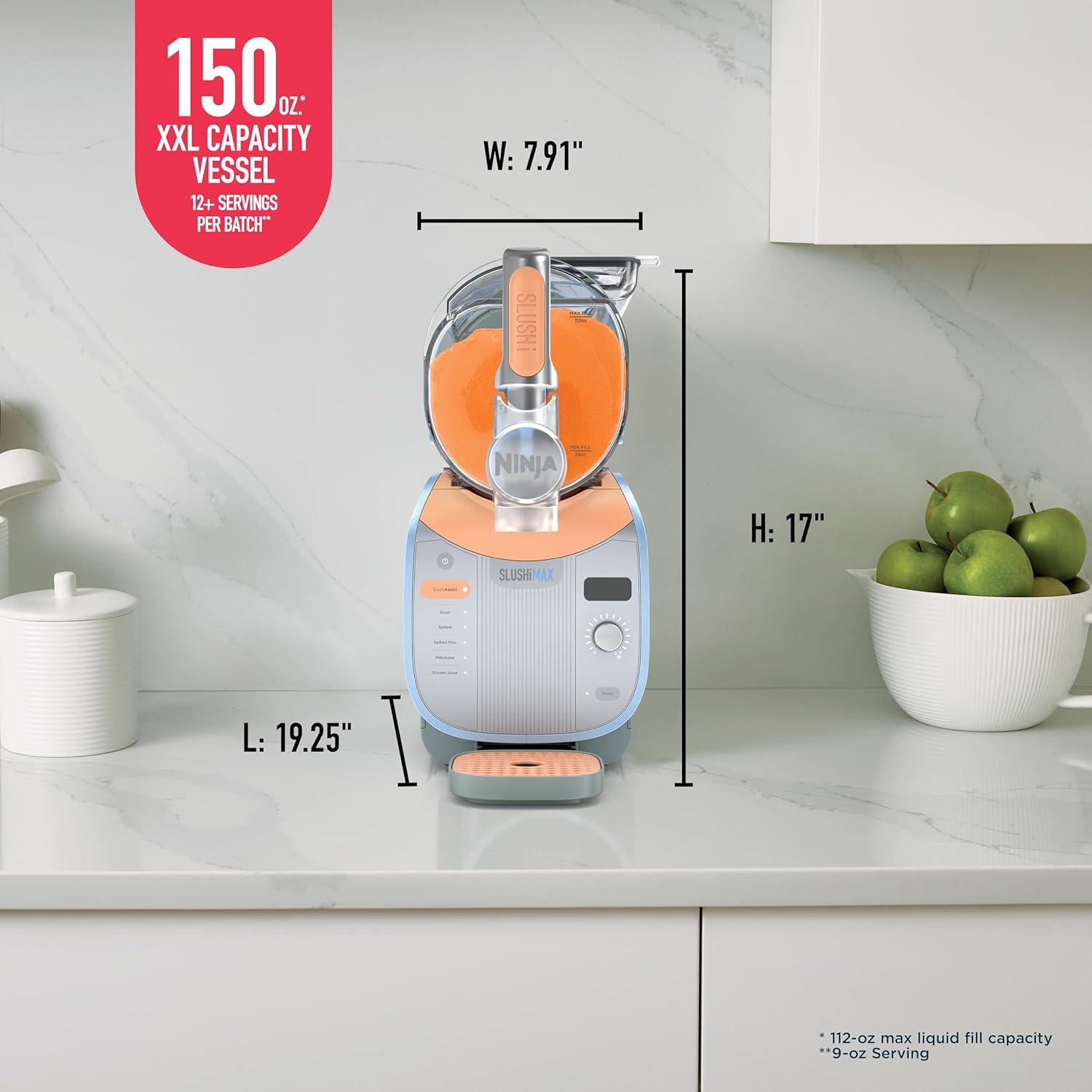imageNinja SLUSHi Max XXL Smart Frozen Drink Maker Top Performance amp Smart Technology PartySize 150oz Capacity No Ice Needed 6 Programs Ideal Temp amp Texture up to 12 hours Blue FS605SG