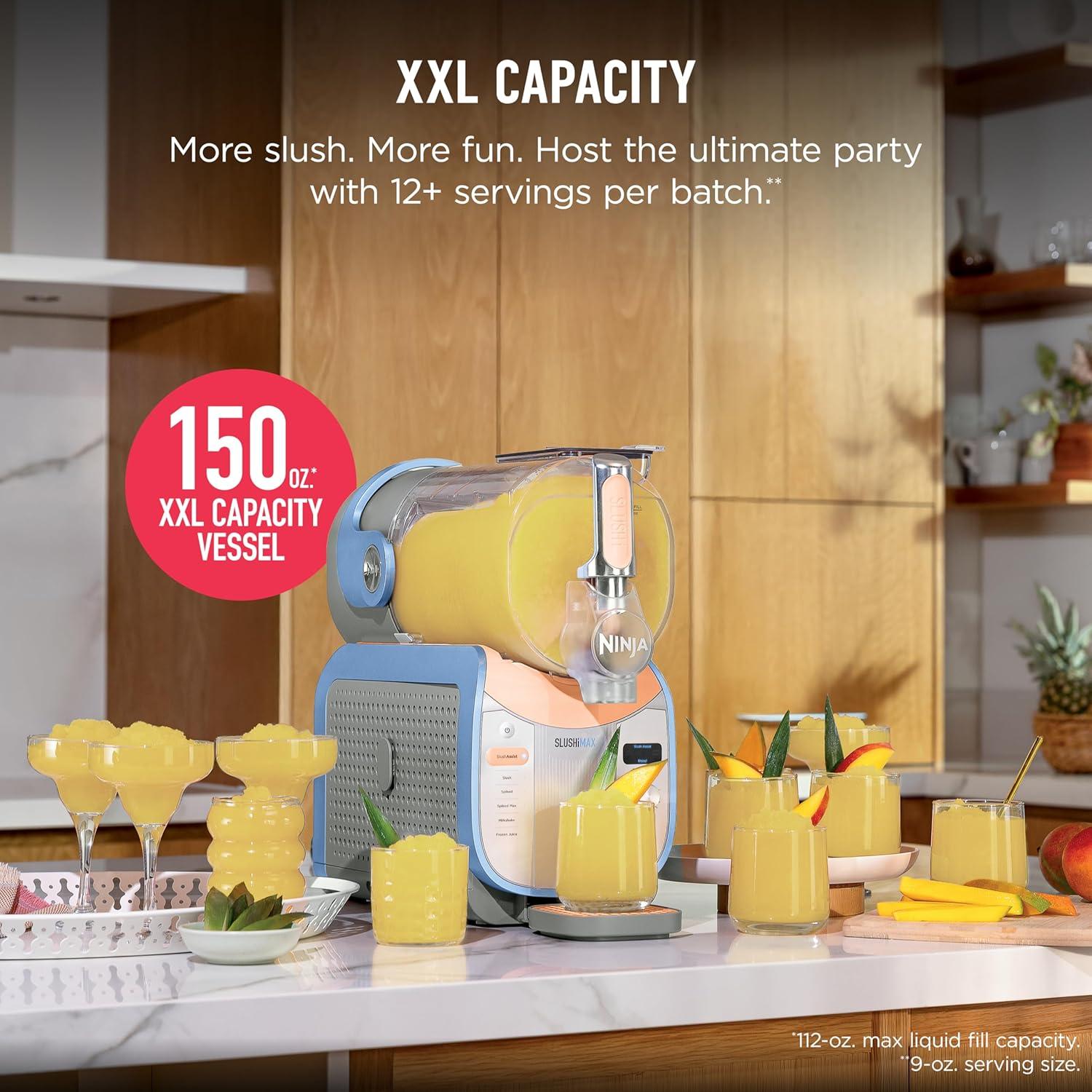 imageNinja SLUSHi Max XXL Smart Frozen Drink Maker Top Performance amp Smart Technology PartySize 150oz Capacity No Ice Needed 6 Programs Ideal Temp amp Texture up to 12 hours Blue FS605SG