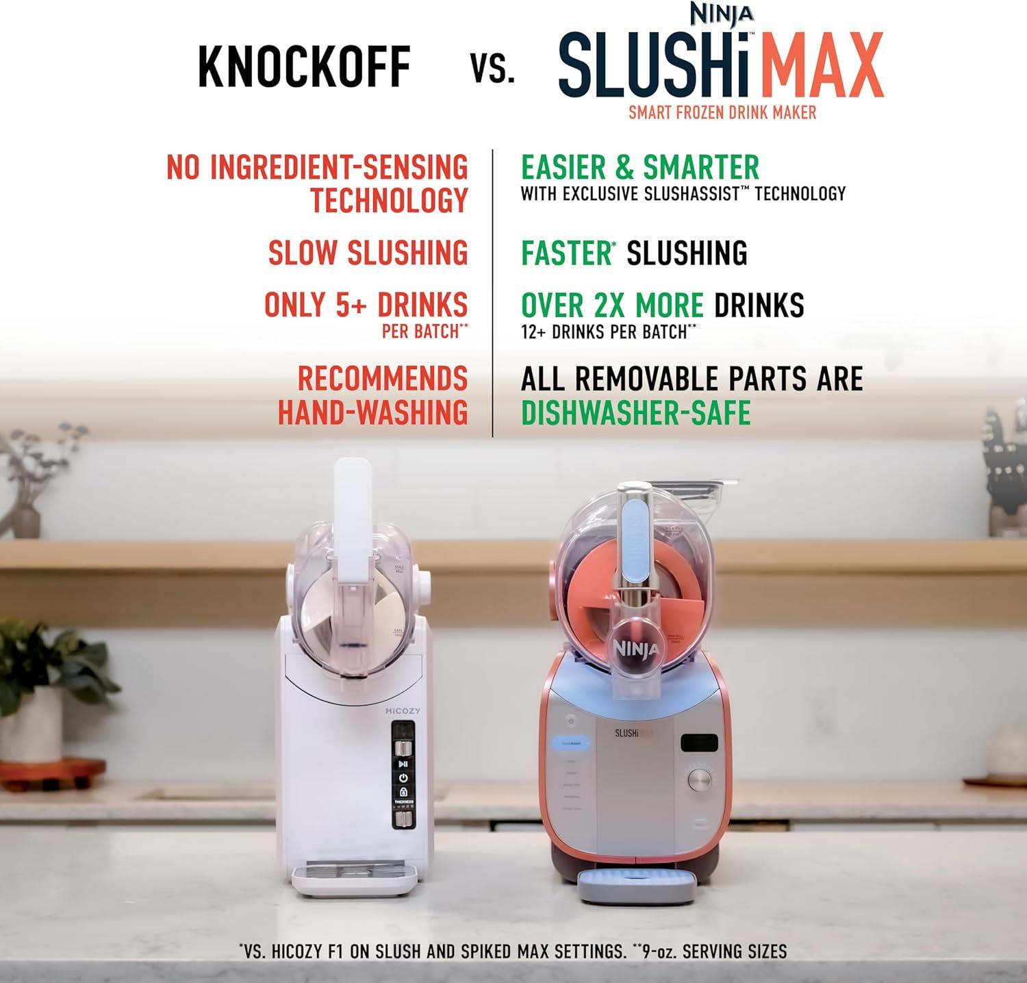 imageNinja SLUSHi Max XXL Smart Frozen Drink Maker Top Performance amp Smart Technology PartySize 150oz Capacity No Ice Needed 6 Programs Ideal Temp amp Texture up to 12 hours Blue FS605SG