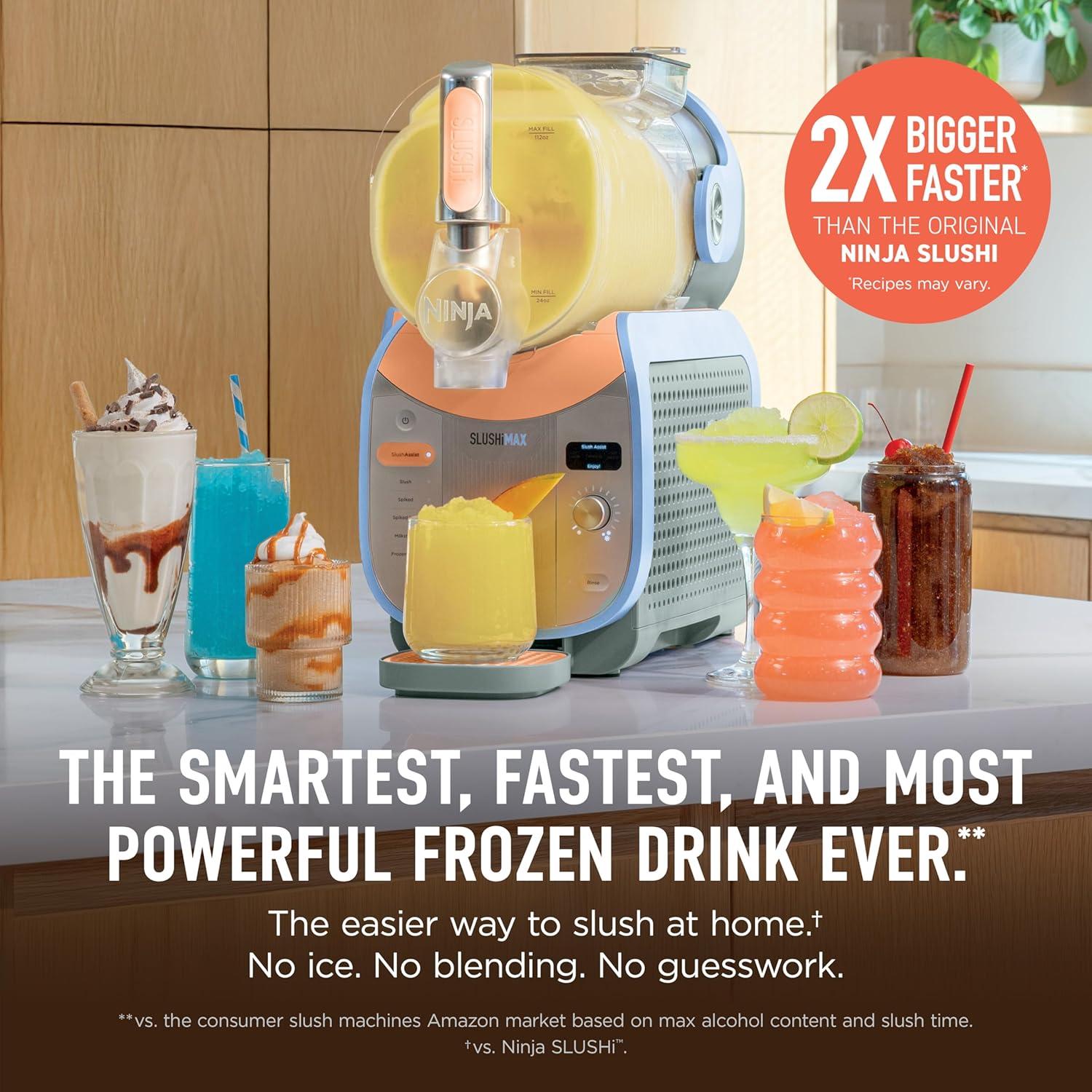 imageNinja SLUSHi Max XXL Smart Frozen Drink Maker Top Performance amp Smart Technology PartySize 150oz Capacity No Ice Needed 6 Programs Ideal Temp amp Texture up to 12 hours Blue FS605SG