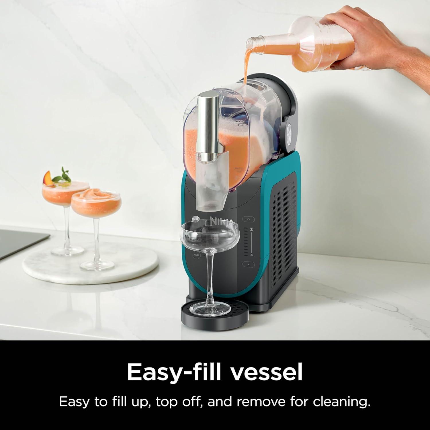 imageNinja SLUSHi Professional Frozen Drink Maker with RapidChill Technology 88 oz Frozen Drink amp Slushie Machine 2 Preset Programs Frozen Margaritas and More Premium Accents Teal FS299
