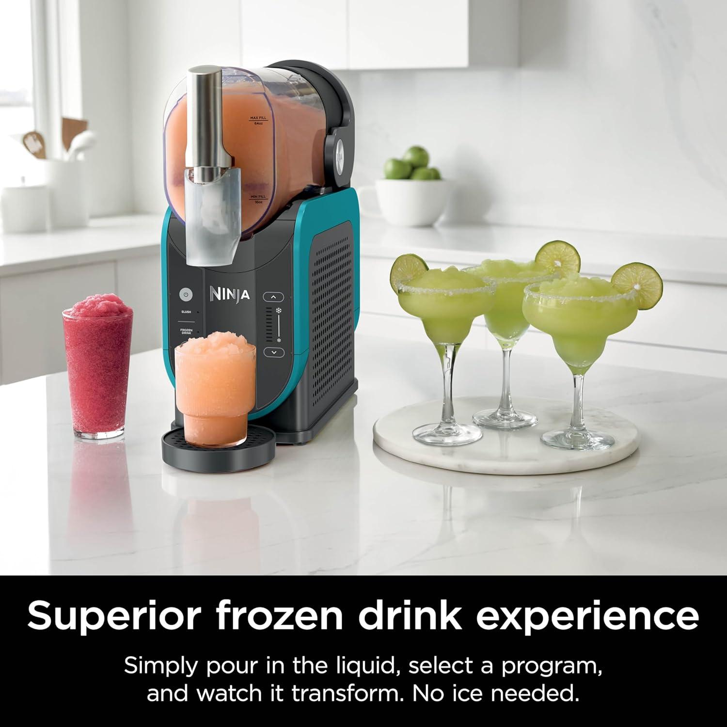 imageNinja SLUSHi Professional Frozen Drink Maker with RapidChill Technology 88 oz Frozen Drink amp Slushie Machine 2 Preset Programs Frozen Margaritas and More Premium Accents Teal FS299