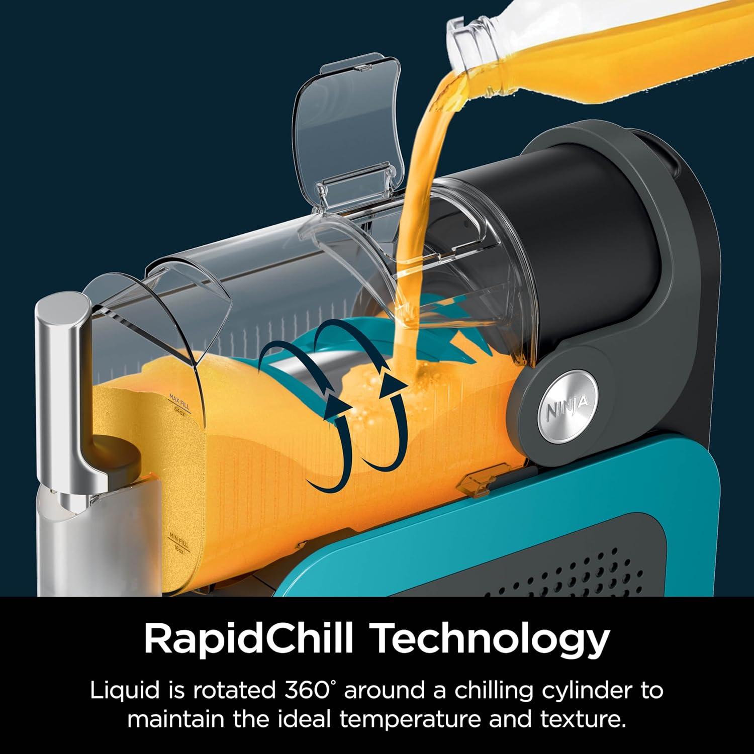 imageNinja SLUSHi Professional Frozen Drink Maker with RapidChill Technology 88 oz Frozen Drink amp Slushie Machine 2 Preset Programs Frozen Margaritas and More Premium Accents Teal FS299