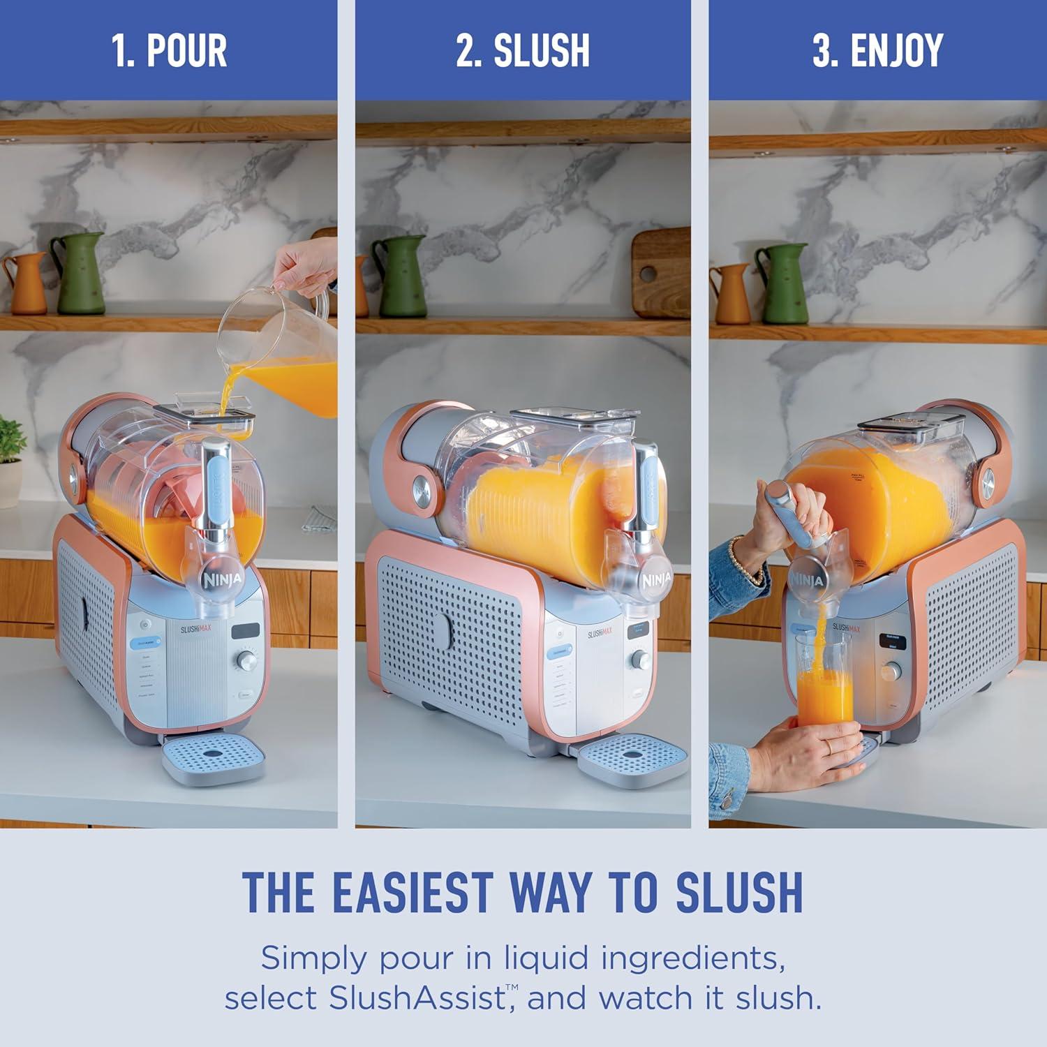 imageNinja SLUSHi XL Smart Frozen Drink Maker amp Slushi Machine With SlushAssist Technology 128 oz Capacity Sodas Margaritas Frappes Milkshakes amp More Crema FS601BR150oz Capacity