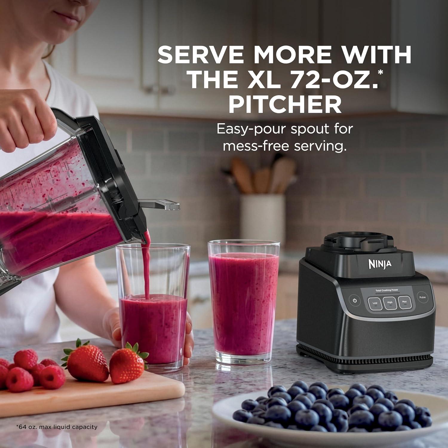 imageNinja BN751 Professional Plus DUO Blender 1400 Peak Watts 3 AutoIQ Programs for Smoothies Frozen Drinks amp Nutrient Extractions 72oz Total Crushing Pitcher amp 2 24 oz ToGo Cups BlackUltraCrush Blender