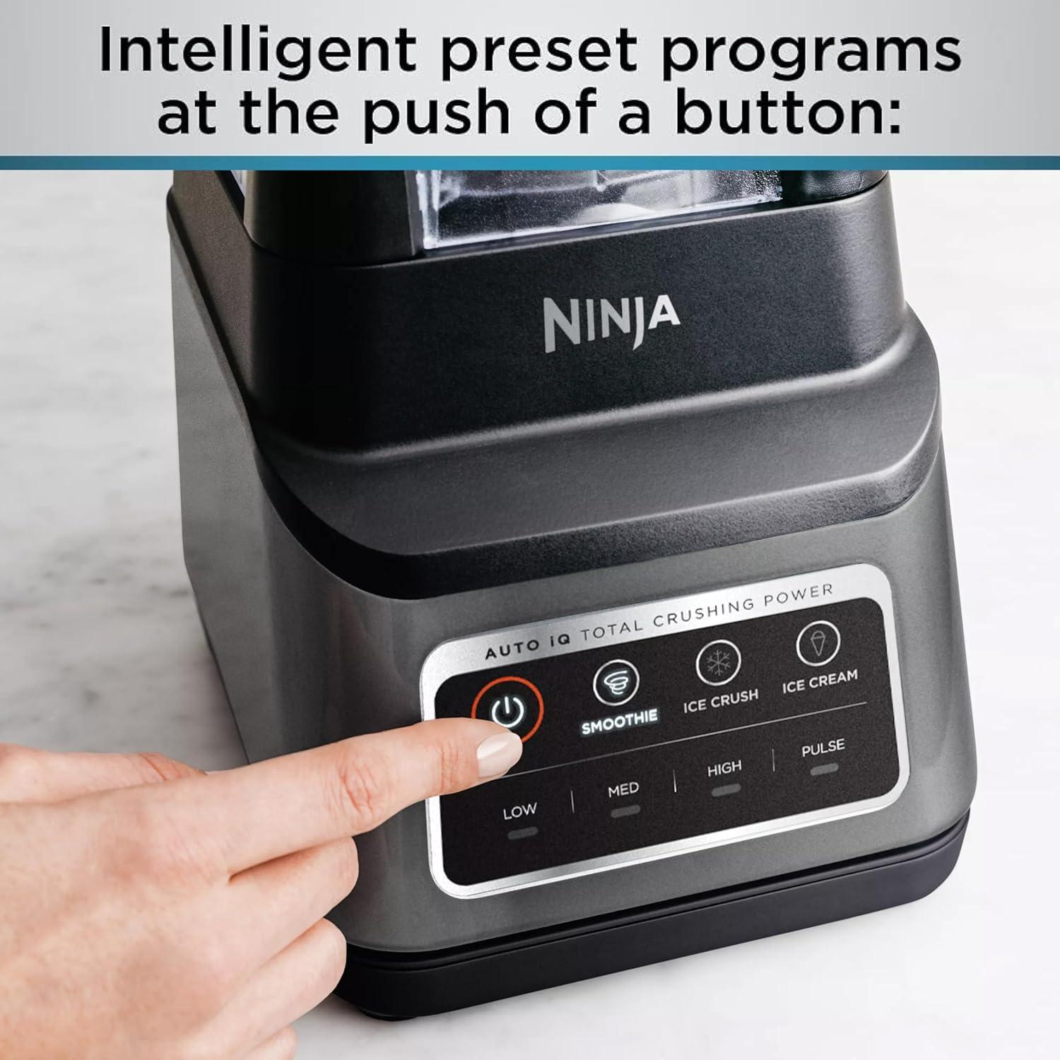 imageNinja BN751 Professional Plus DUO Blender 1400 Peak Watts 3 AutoIQ Programs for Smoothies Frozen Drinks amp Nutrient Extractions 72oz Total Crushing Pitcher amp 2 24 oz ToGo Cups Black72 oz Blender Total Crushing Pitcher