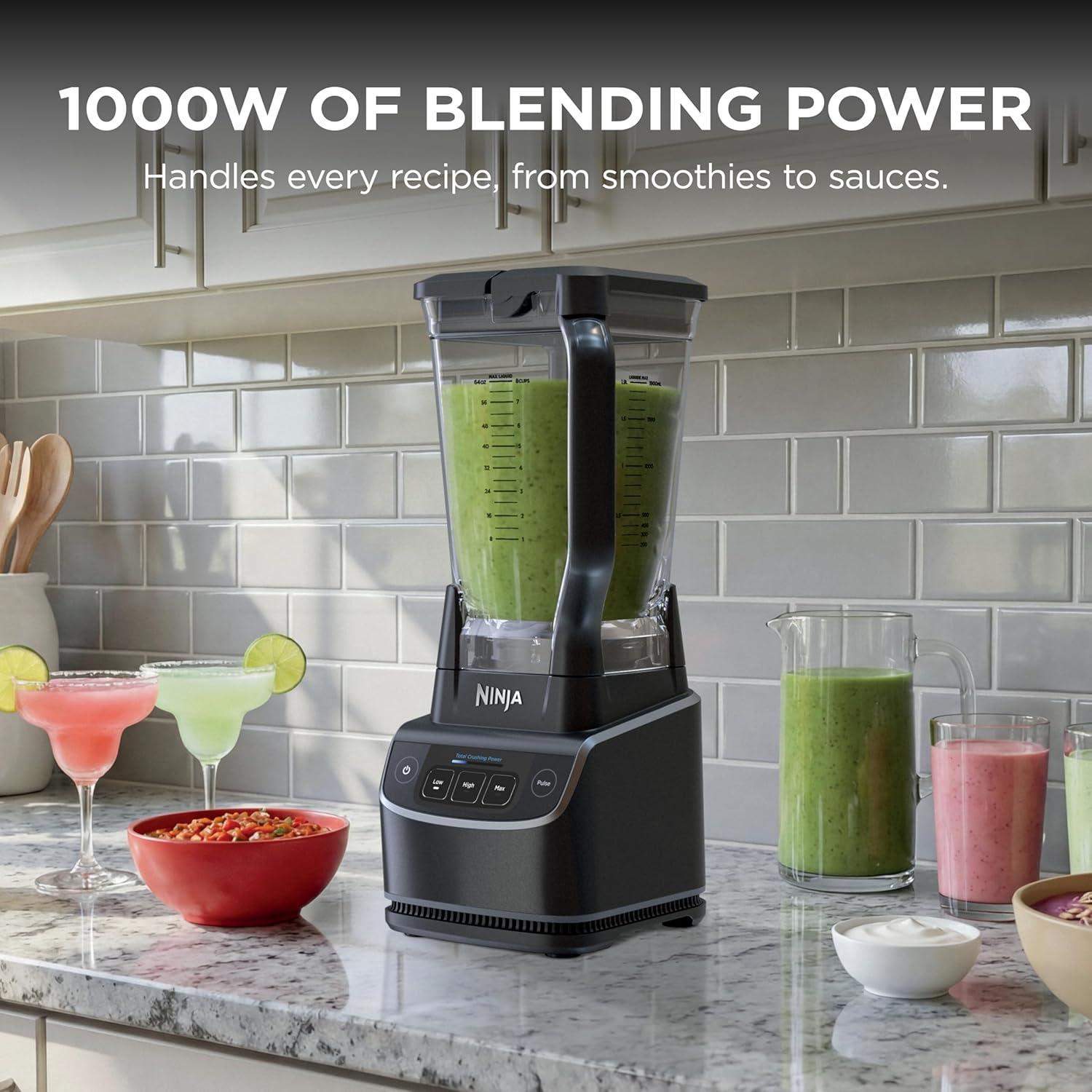 imageNinja BN751 Professional Plus DUO Blender 1400 Peak Watts 3 AutoIQ Programs for Smoothies Frozen Drinks amp Nutrient Extractions 72oz Total Crushing Pitcher amp 2 24 oz ToGo Cups BlackUltraCrush Blender