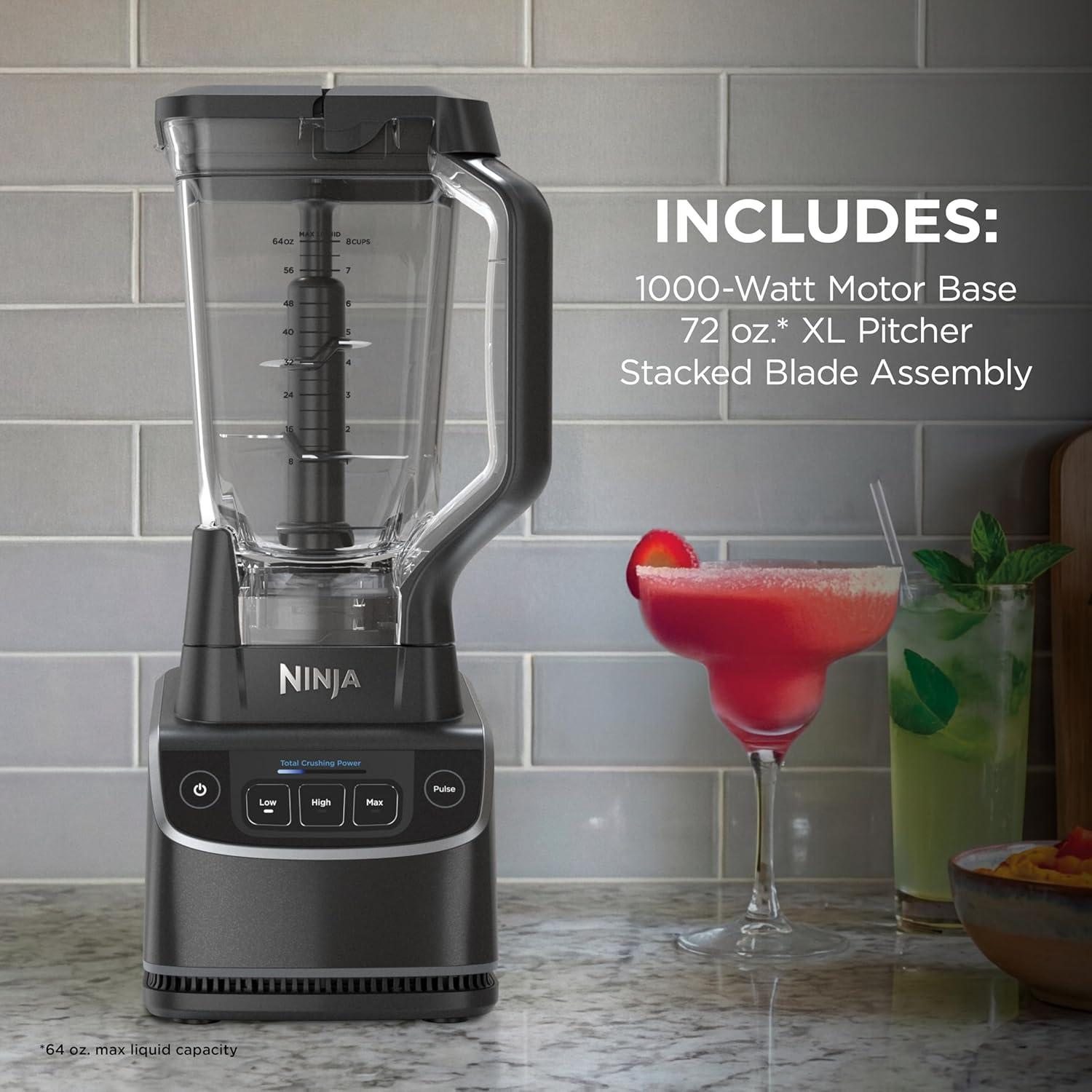 imageNinja BN751 Professional Plus DUO Blender 1400 Peak Watts 3 AutoIQ Programs for Smoothies Frozen Drinks amp Nutrient Extractions 72oz Total Crushing Pitcher amp 2 24 oz ToGo Cups BlackUltraCrush Blender