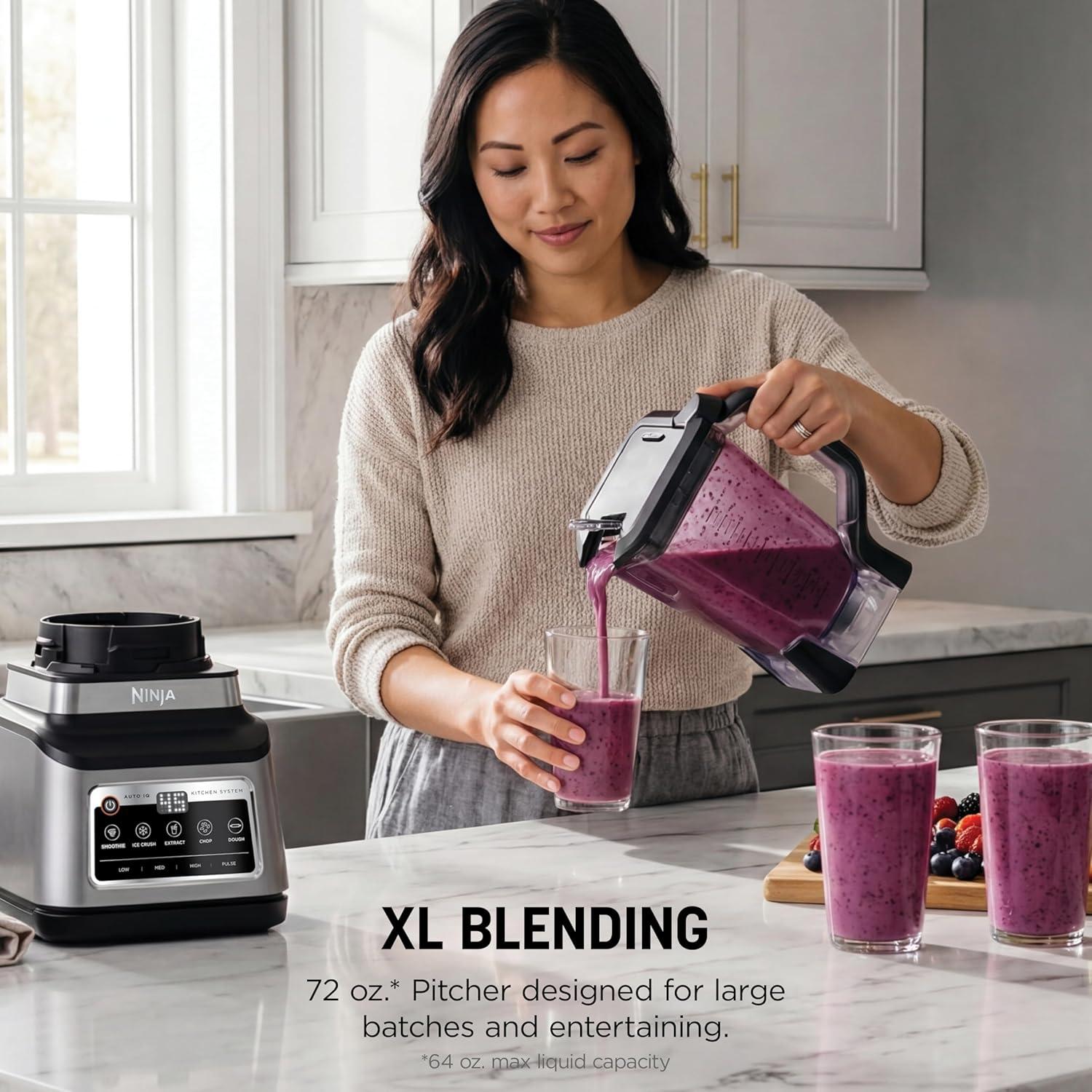 imageNinja BN751 Professional Plus DUO Blender 1400 Peak Watts 3 AutoIQ Programs for Smoothies Frozen Drinks amp Nutrient Extractions 72oz Total Crushing Pitcher amp 2 24 oz ToGo Cups Black64 oz Blender Kitchen System