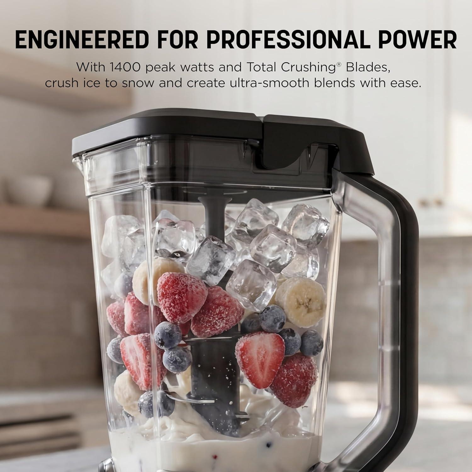 imageNinja BN751 Professional Plus DUO Blender 1400 Peak Watts 3 AutoIQ Programs for Smoothies Frozen Drinks amp Nutrient Extractions 72oz Total Crushing Pitcher amp 2 24 oz ToGo Cups Black72 oz Blender 24 oz Cups