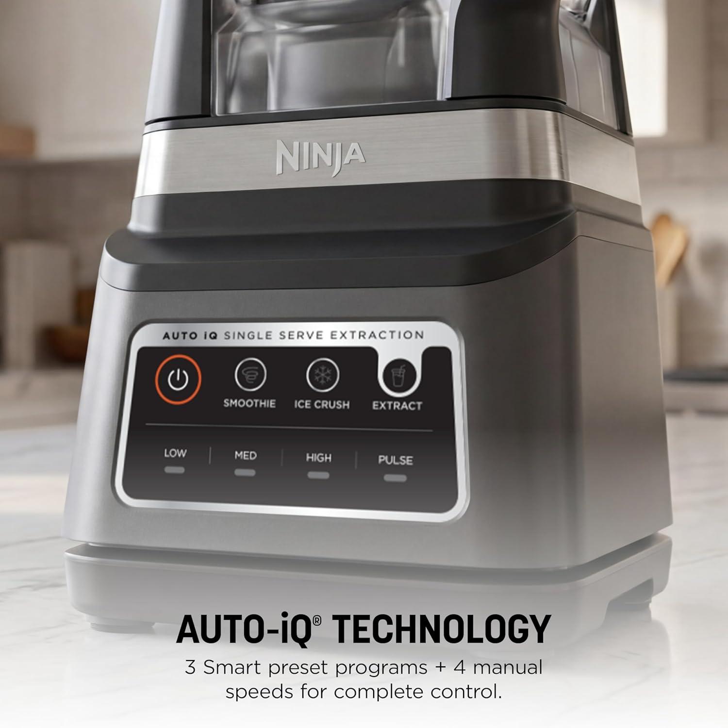 imageNinja BN751 Professional Plus DUO Blender 1400 Peak Watts 3 AutoIQ Programs for Smoothies Frozen Drinks amp Nutrient Extractions 72oz Total Crushing Pitcher amp 2 24 oz ToGo Cups Black72 oz Blender 24 oz Cups