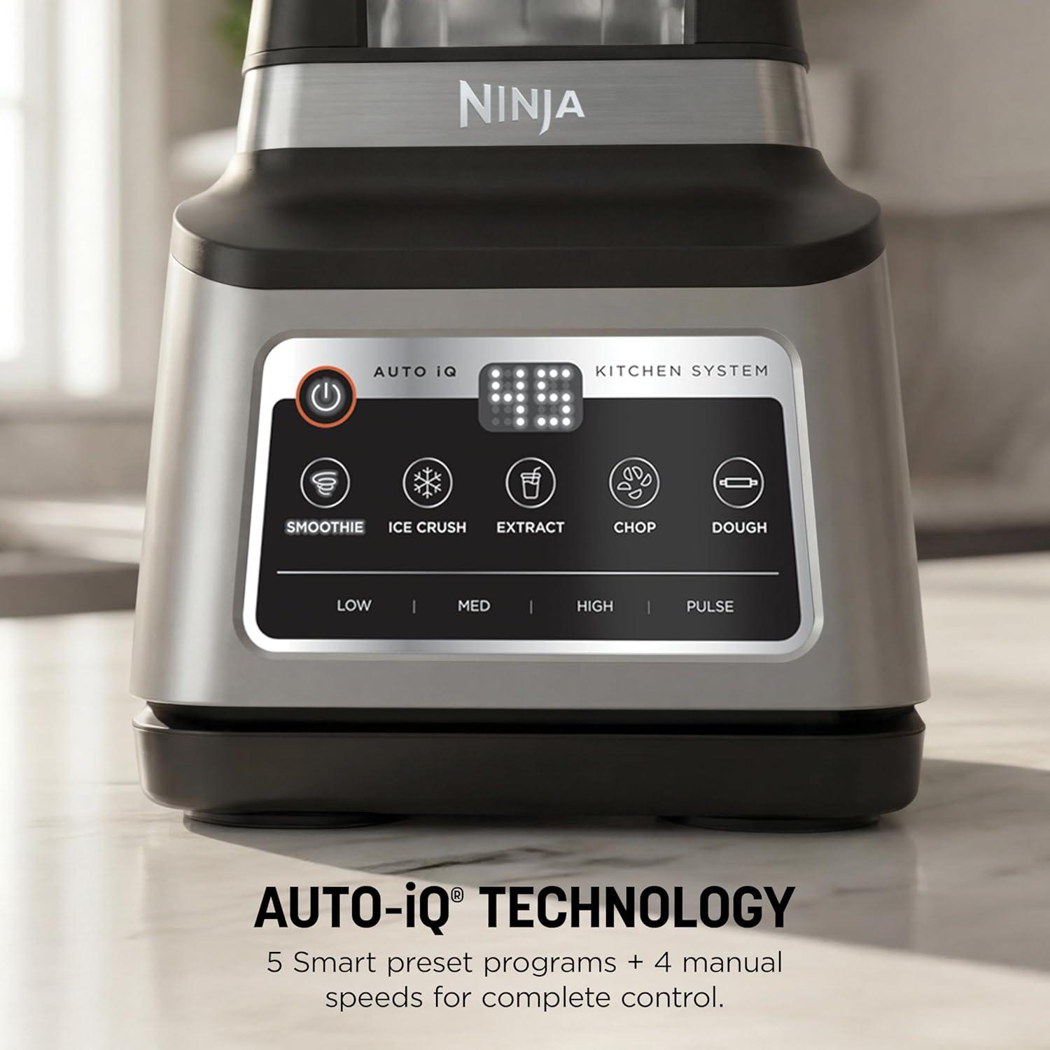 imageNinja BN751 Professional Plus DUO Blender 1400 Peak Watts 3 AutoIQ Programs for Smoothies Frozen Drinks amp Nutrient Extractions 72oz Total Crushing Pitcher amp 2 24 oz ToGo Cups Black64 oz Blender Kitchen System