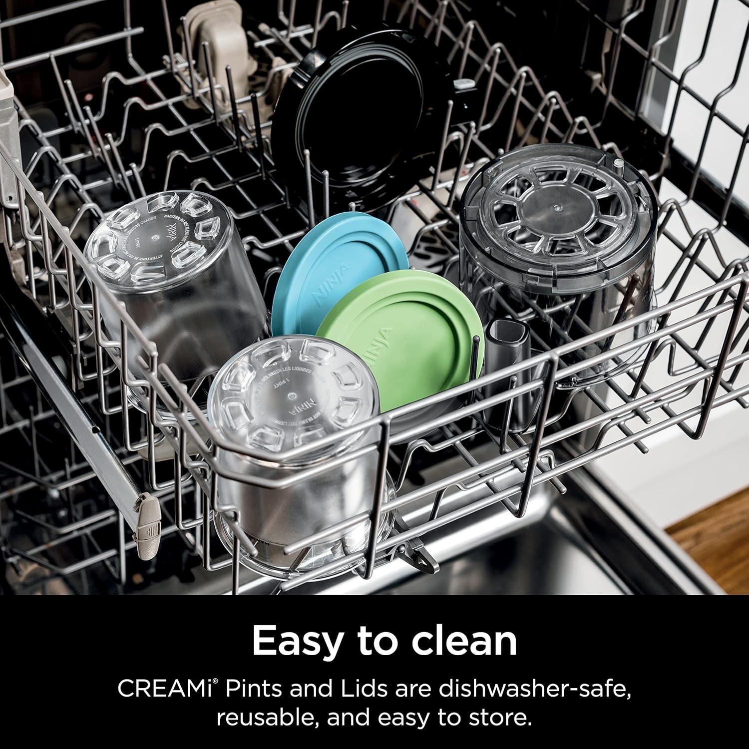 imageNinja CREAMi Original Pints 2 Pack Compatible with NC299AMZ amp NC300s Series CREAMi Ice Cream Makers BPAFree amp Dishwasher Safe Color Lids 1 Pint Each ClearLimeAqua XSKPLID2CD2 Pack