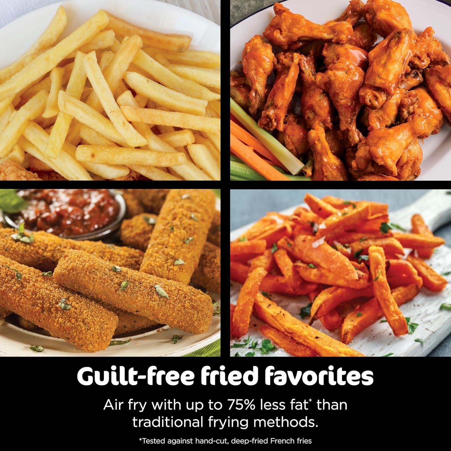 imageNinja DZ201 Foodi 8 Quart 6in1 DualZone 2Basket Air Fryer with 2 Independent Frying Baskets Match Cook amp Smart Finish to Roast Broil Dehydrate amp More for Quick Easy Meals Grey7QT BLACK