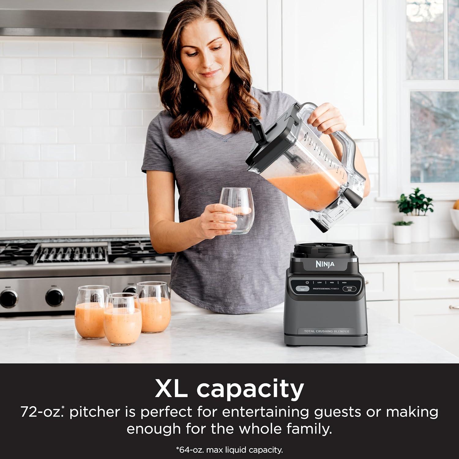 imageNinja Professional Blender Smoothie Blender Drink Mixer Grinder Ice Crusher Total Crushing Technology AutoiQ Smart Presets Professional 1200W Power XL 72oz Pitcher Dark Grey BR201AMZGeneration 2 1200 Watts