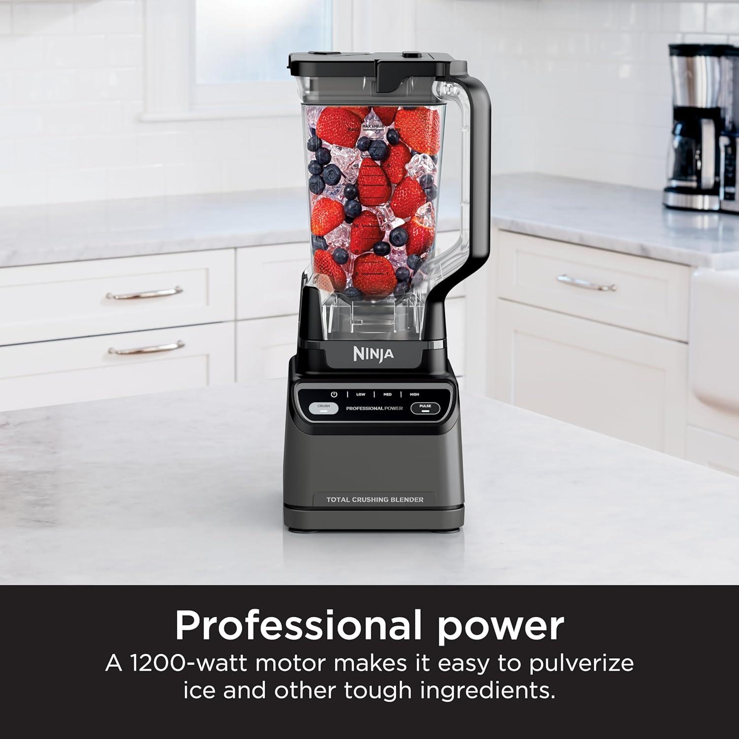 imageNinja Professional Blender Smoothie Blender Drink Mixer Grinder Ice Crusher Total Crushing Technology AutoiQ Smart Presets Professional 1200W Power XL 72oz Pitcher Dark Grey BR201AMZGeneration 2 1200 Watts