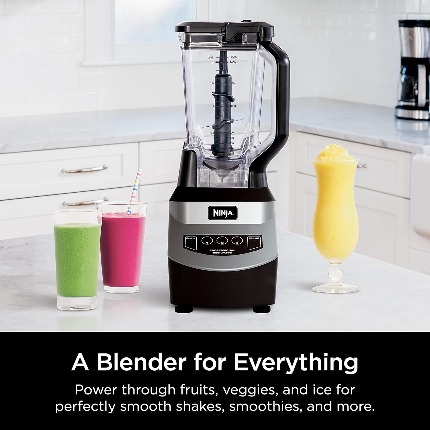 imageNinja Professional Blender Smoothie Blender Drink Mixer Grinder Ice Crusher Total Crushing Technology AutoiQ Smart Presets Professional 1200W Power XL 72oz Pitcher Dark Grey BR201AMZGeneration 1 1000 Watts