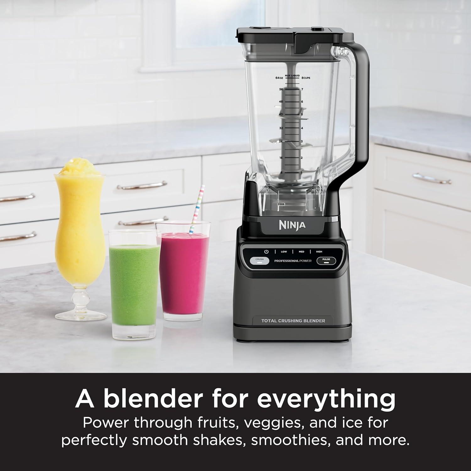 imageNinja Professional Blender Smoothie Blender Drink Mixer Grinder Ice Crusher Total Crushing Technology AutoiQ Smart Presets Professional 1200W Power XL 72oz Pitcher Dark Grey BR201AMZGeneration 2 1200 Watts