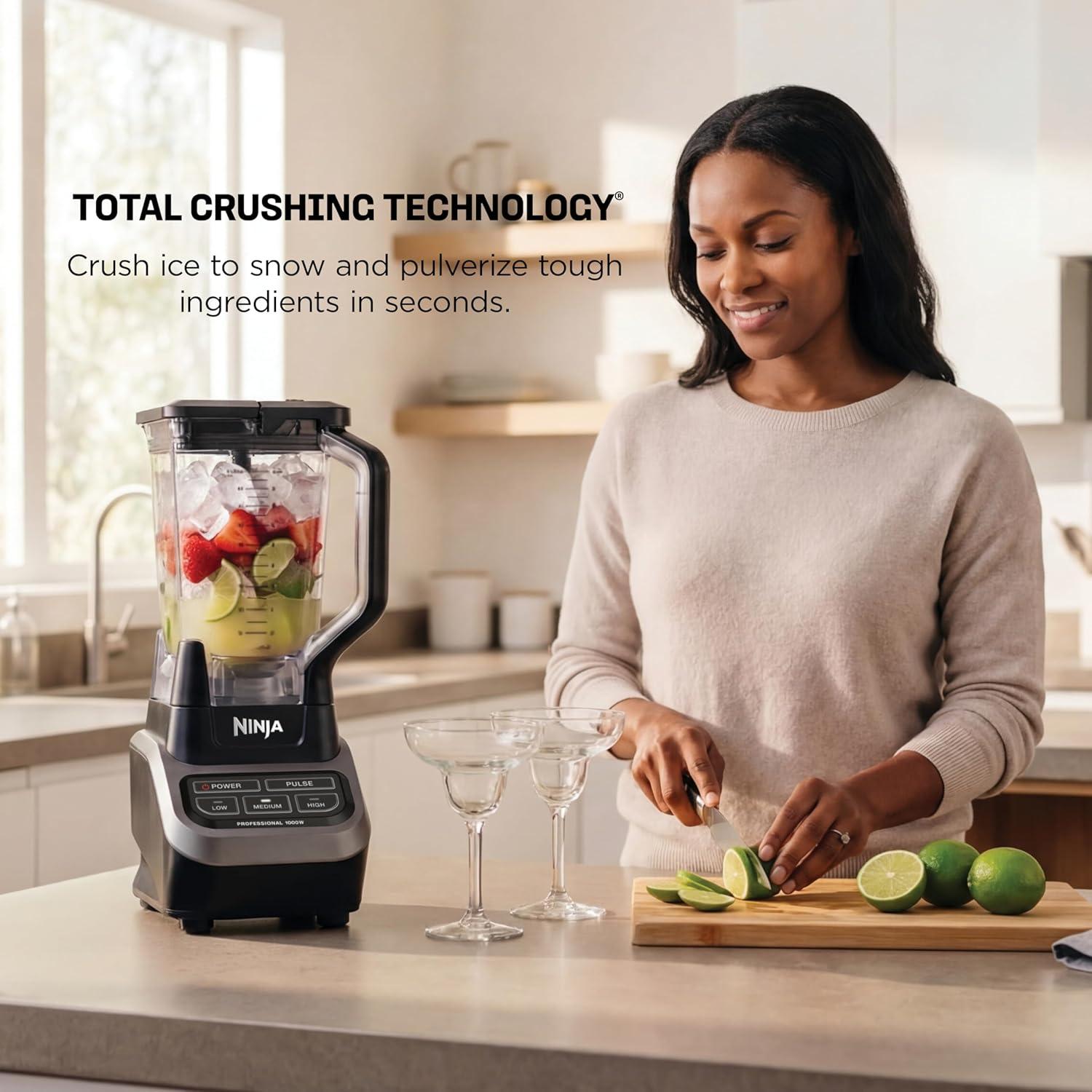 imageNinja Professional Blender Smoothie Blender Drink Mixer Grinder Ice Crusher Total Crushing Technology AutoiQ Smart Presets Professional 1200W Power XL 72oz Pitcher Dark Grey BR201AMZGeneration 2 1000 Watts