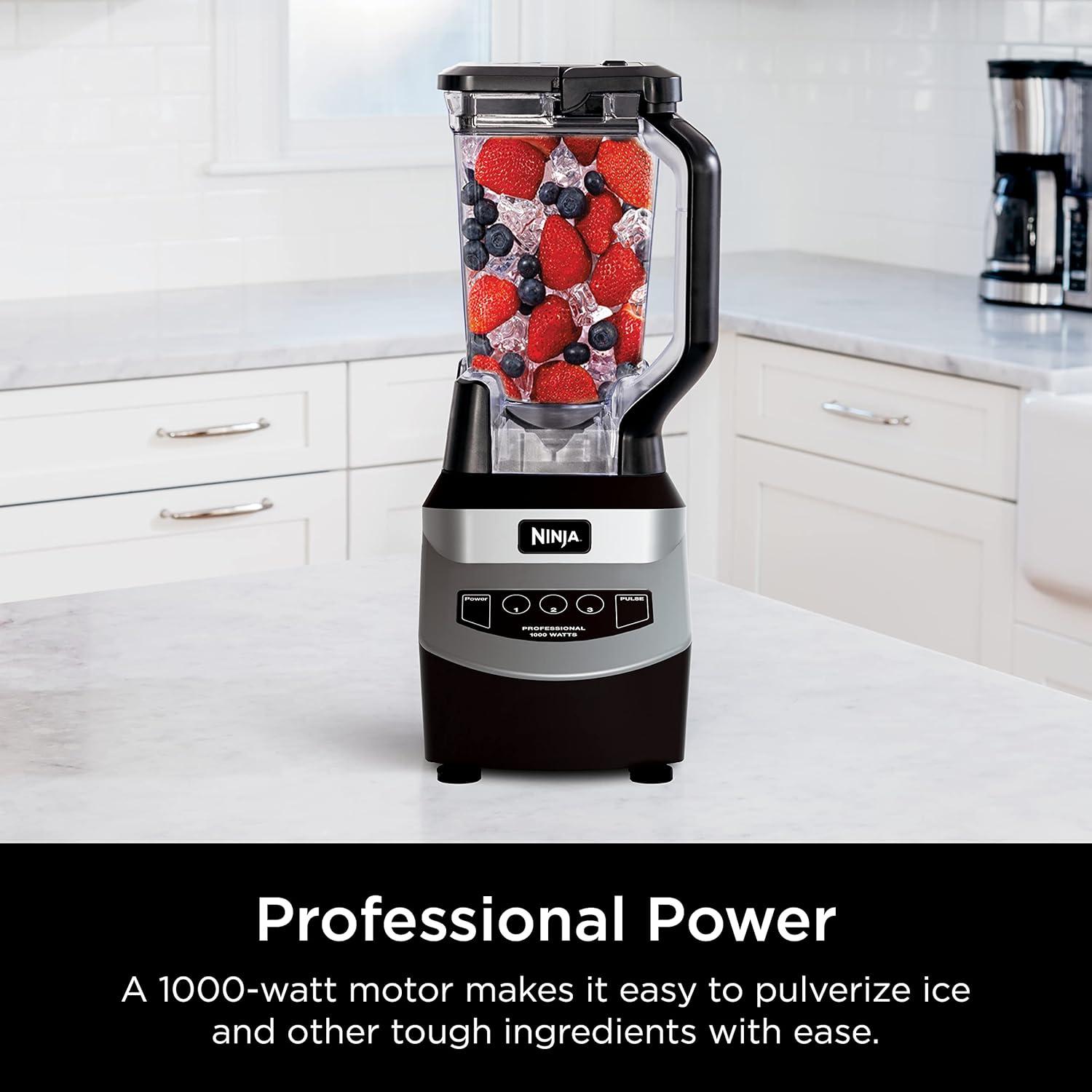 imageNinja Professional Blender Smoothie Blender Drink Mixer Grinder Ice Crusher Total Crushing Technology AutoiQ Smart Presets Professional 1200W Power XL 72oz Pitcher Dark Grey BR201AMZGeneration 1 1000 Watts