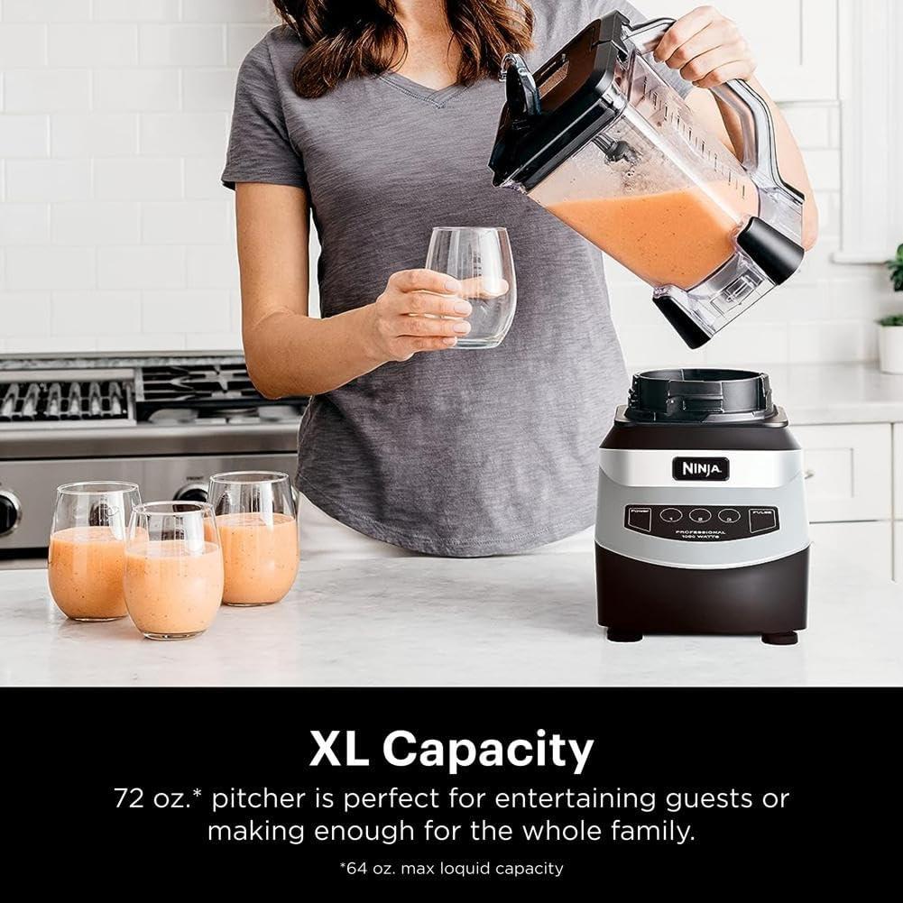 imageNinja Professional Blender Smoothie Blender Drink Mixer Grinder Ice Crusher Total Crushing Technology AutoiQ Smart Presets Professional 1200W Power XL 72oz Pitcher Dark Grey BR201AMZGeneration 1 1000 Watts