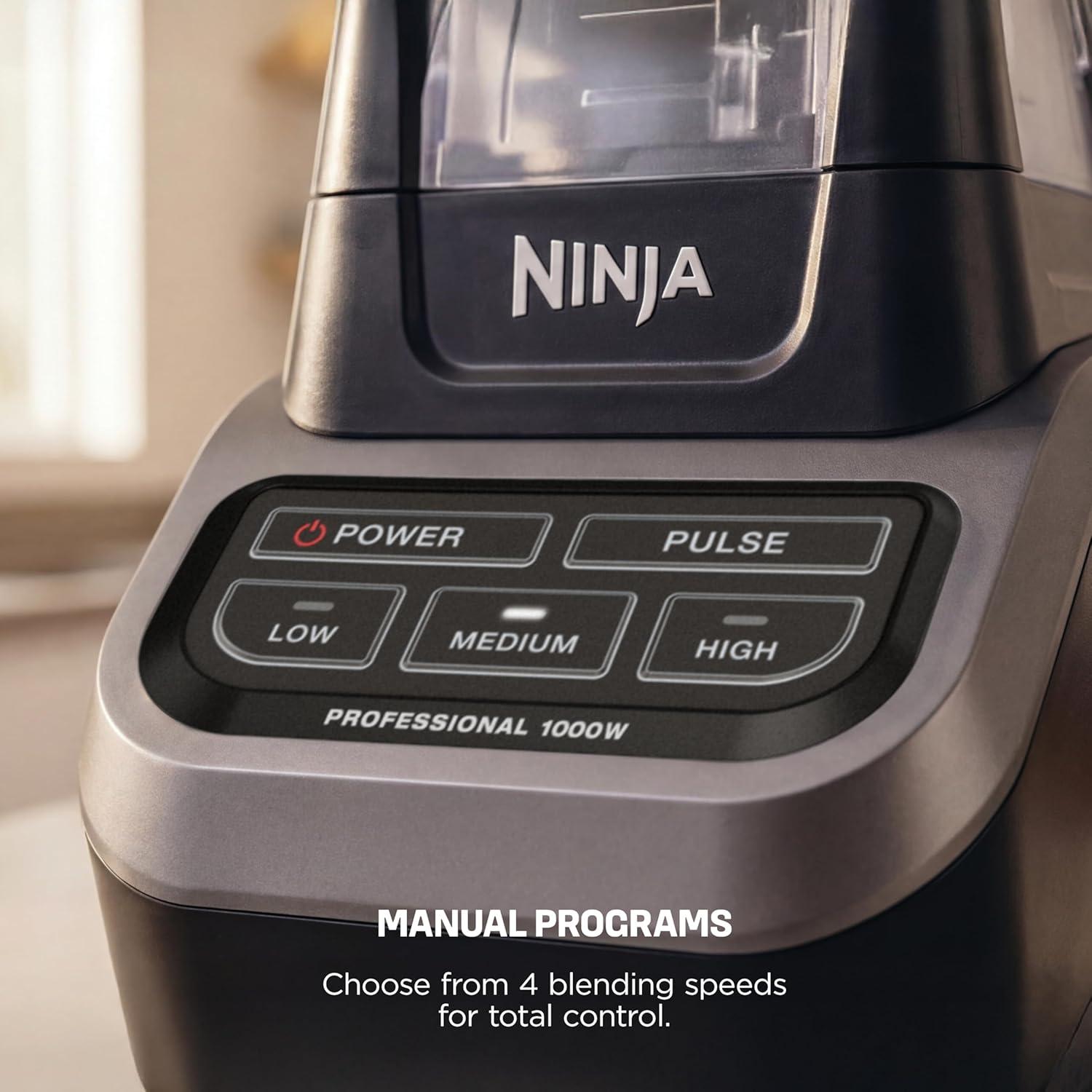 imageNinja Professional Blender Smoothie Blender Drink Mixer Grinder Ice Crusher Total Crushing Technology AutoiQ Smart Presets Professional 1200W Power XL 72oz Pitcher Dark Grey BR201AMZGeneration 2 1000 Watts