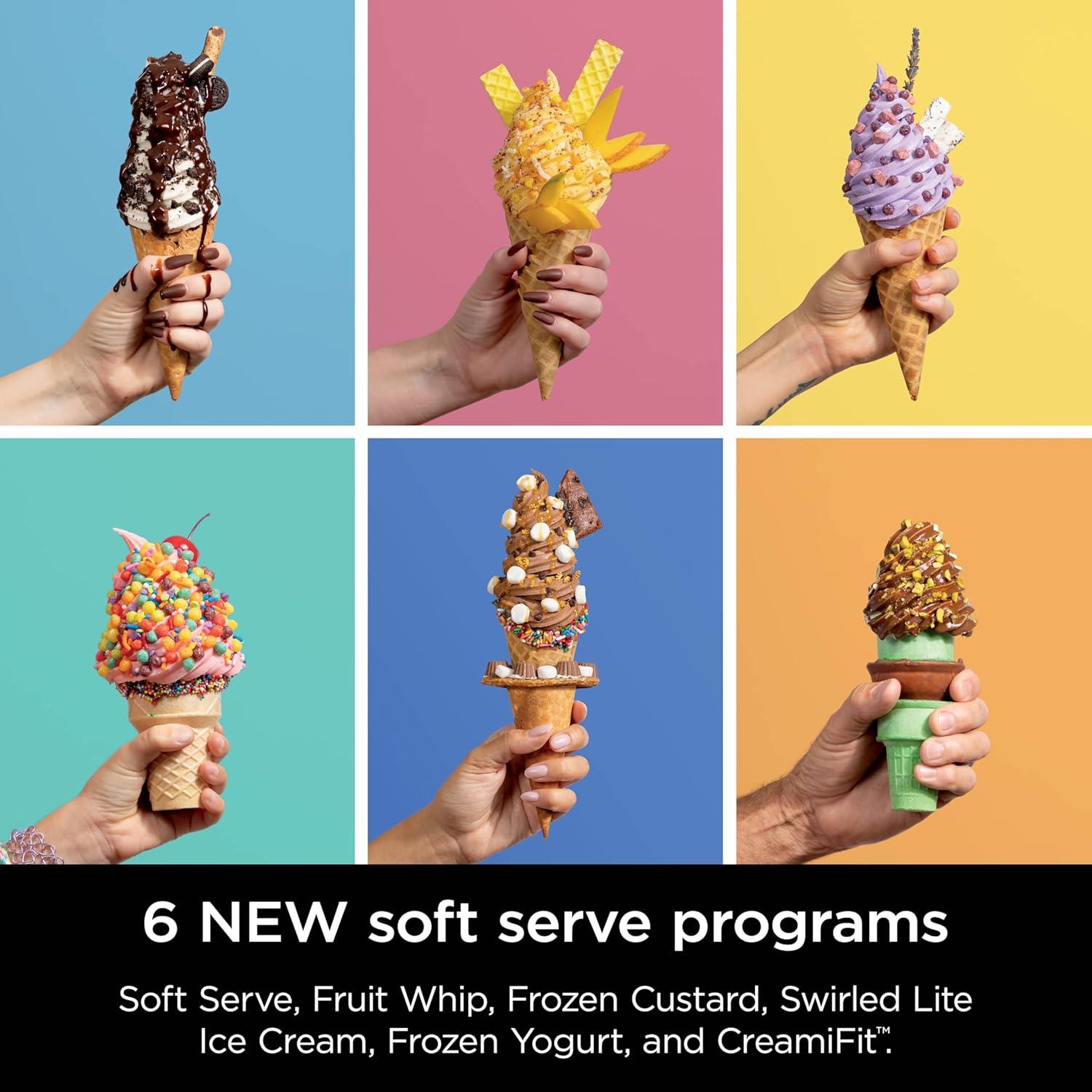 imageNinja Swirl by CREAMi Ice Cream and Soft Serve Maker Sorbet Milkshake Frozen Yogurt Low Calories Program amp More 13in1 Soft Serve Handle 2 CREAMi Swirl 16oz Pints NC701 Renewed