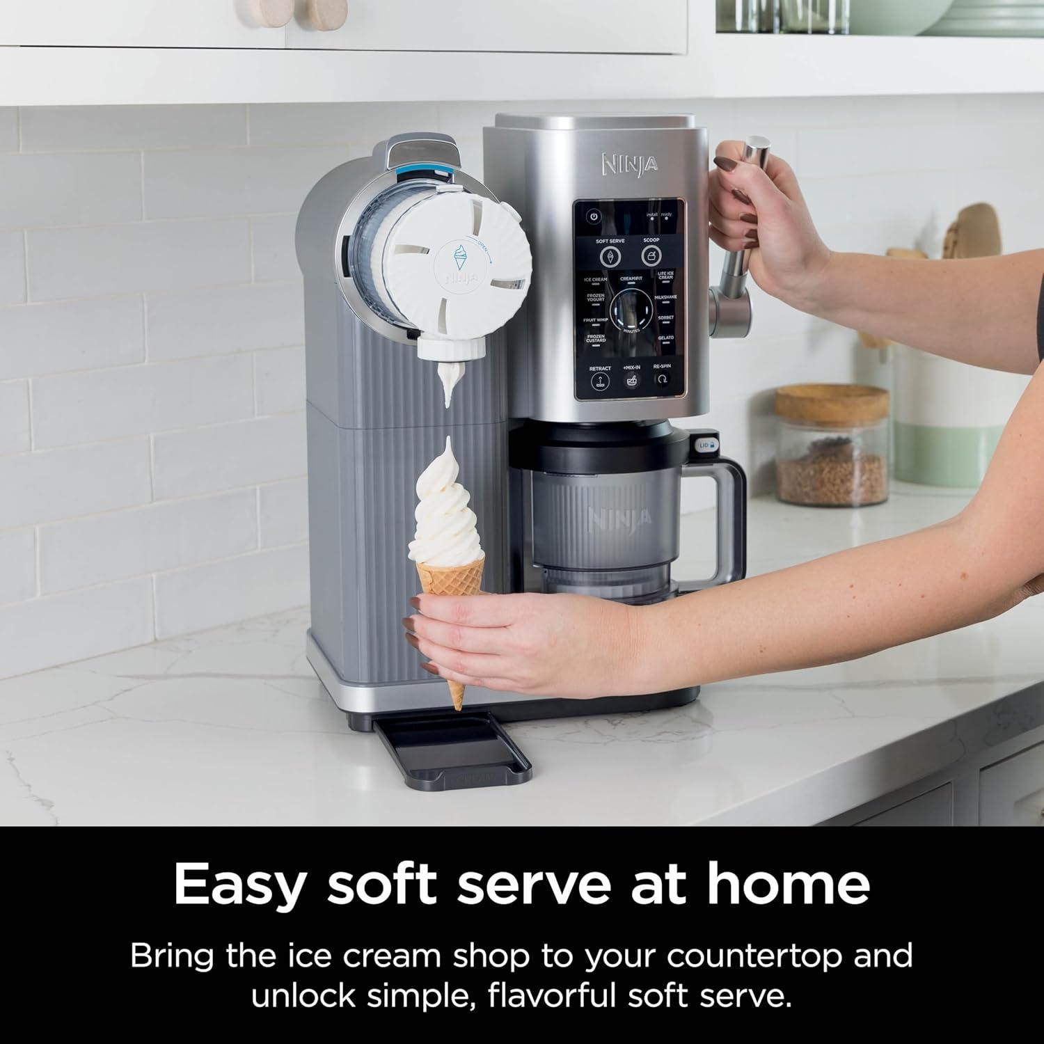 imageNinja Swirl by CREAMi Ice Cream and Soft Serve Maker Sorbet Milkshake Frozen Yogurt Low Calories Program amp More 13in1 Soft Serve Handle 2 CREAMi Swirl 16oz Pints NC701 Renewed