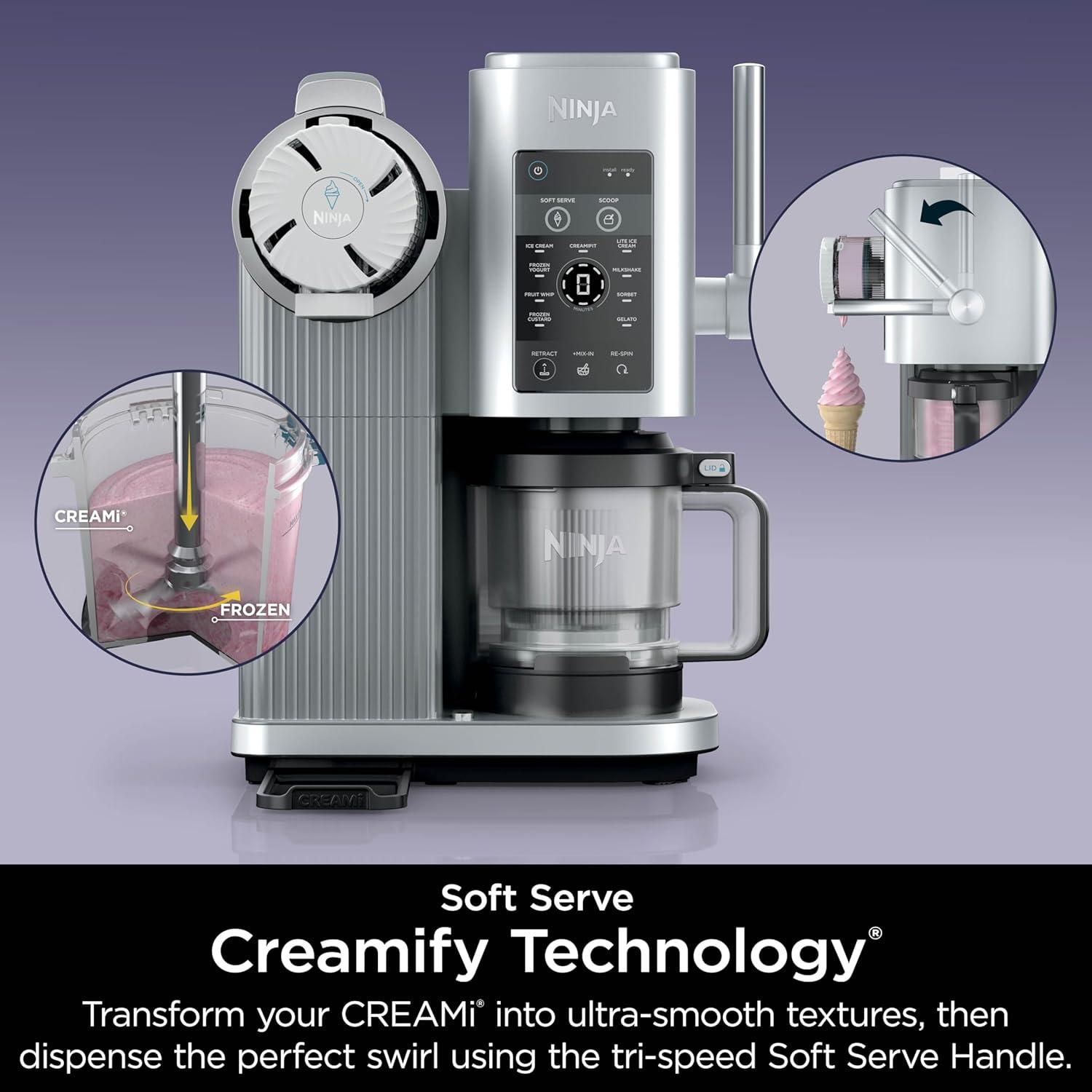 imageNinja Swirl by CREAMi Ice Cream and Soft Serve Maker Sorbet Milkshake Frozen Yogurt Low Calories Program amp More 13in1 Soft Serve Handle 2 CREAMi Swirl 16oz Pints NC701 Renewed