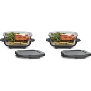 Ninja 4-QT CleanCrisp™ Glassware Container with Storage lid, Compatible with Ninja Crispi Portable Cooking System, Microwave, Freezer & Dishwasher Safe, PFAS & PTFE Free Glass, XSKSFN4QT(6 Cup (Pack of 2))