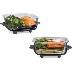 Ninja 4-QT CleanCrisp™ Glassware Container with Storage lid, Compatible with Ninja Crispi Portable Cooking System, Microwave, Freezer & Dishwasher Safe, PFAS & PTFE Free Glass, XSKSFN4QT(6 Cup (2pk))