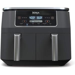 Ninja DZ201 Foodi 8 Quart 6-in-1 DualZone 2-Basket Air Fryer with 2 Independent Frying Baskets, Match Cook & Smart Finish to Roast, Broil, Dehydrate & More for Quick, Easy Meals, Grey(8QT GREY)