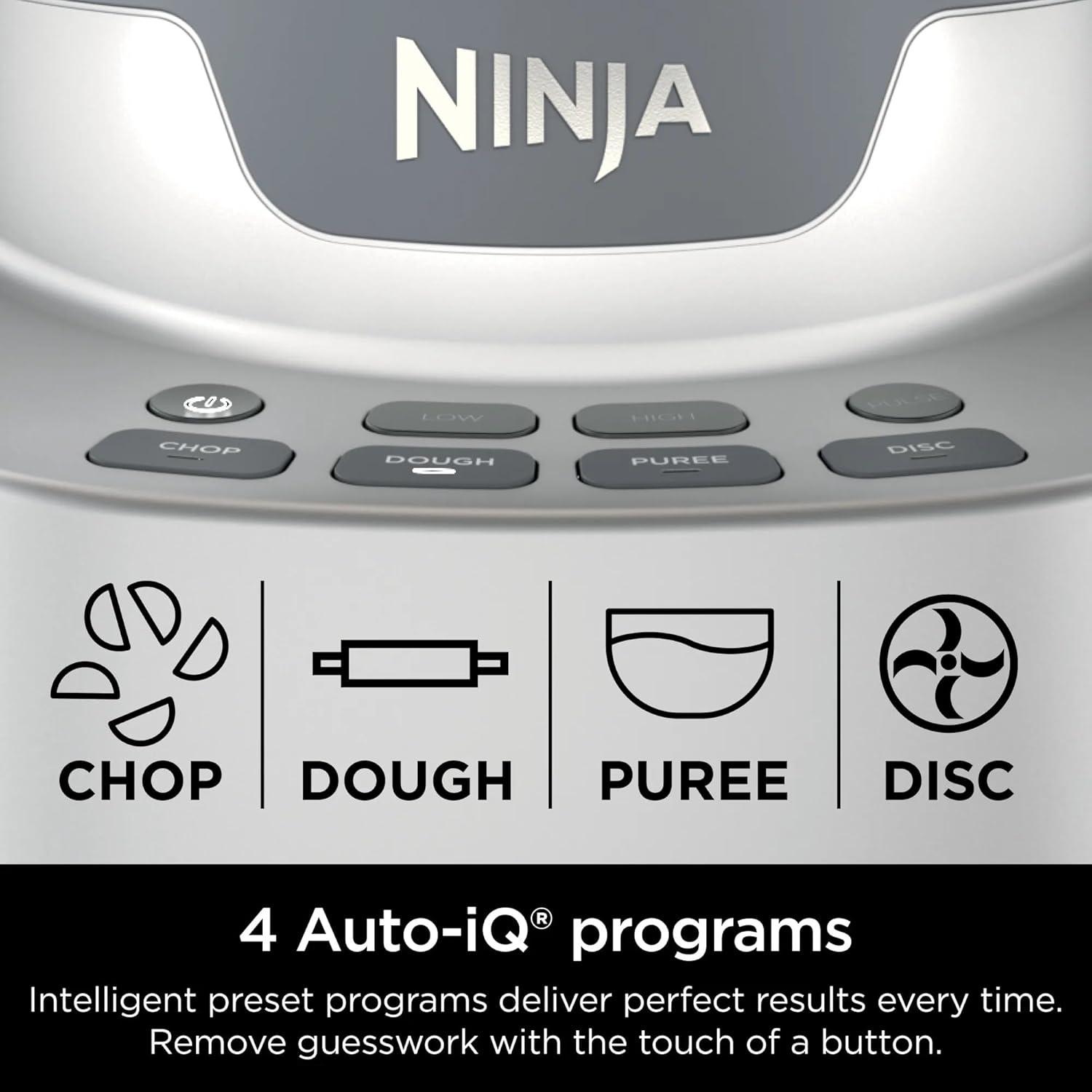 imageNinja NF700 Professional XL Food Processor 1000 Watts 4in1 Chopping SlicingShredding Purees Dough 12Cup Processor Bowl Silver Renewed