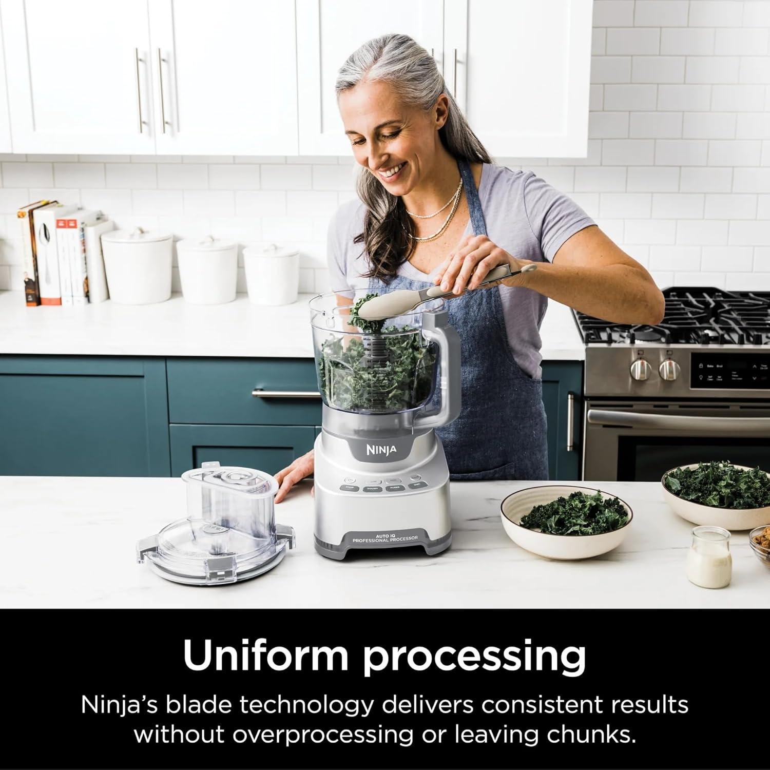 imageNinja NF700 Professional XL Food Processor 1000 Watts 4in1 Chopping SlicingShredding Purees Dough 12Cup Processor Bowl Silver Renewed